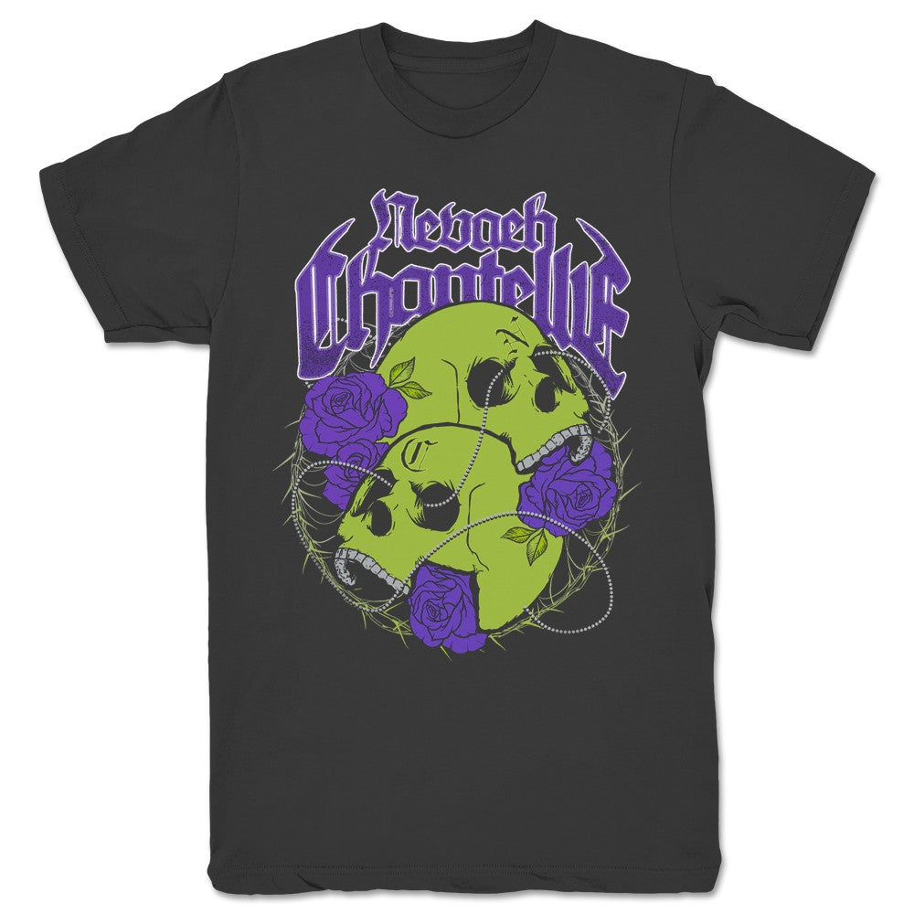 Nevaeh Chantelle Skull and Roses Unisex Tee Dark Grey