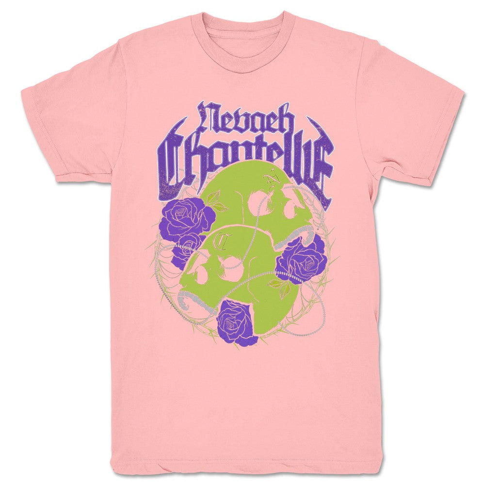Nevaeh Chantelle Skull and Roses Unisex Tee Pink