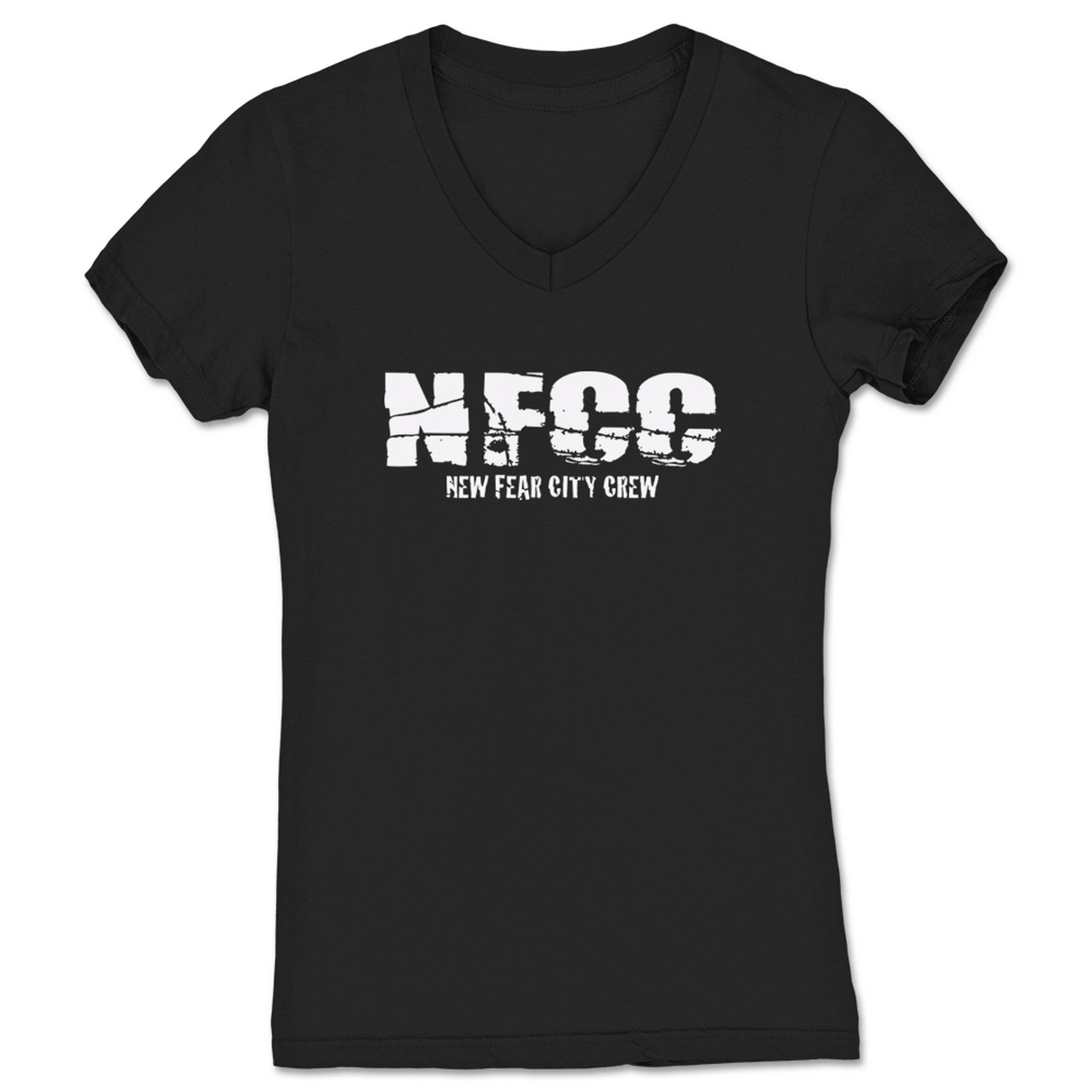 New Fear City Crew NFCC ALT LOGO Women's V-Neck Black