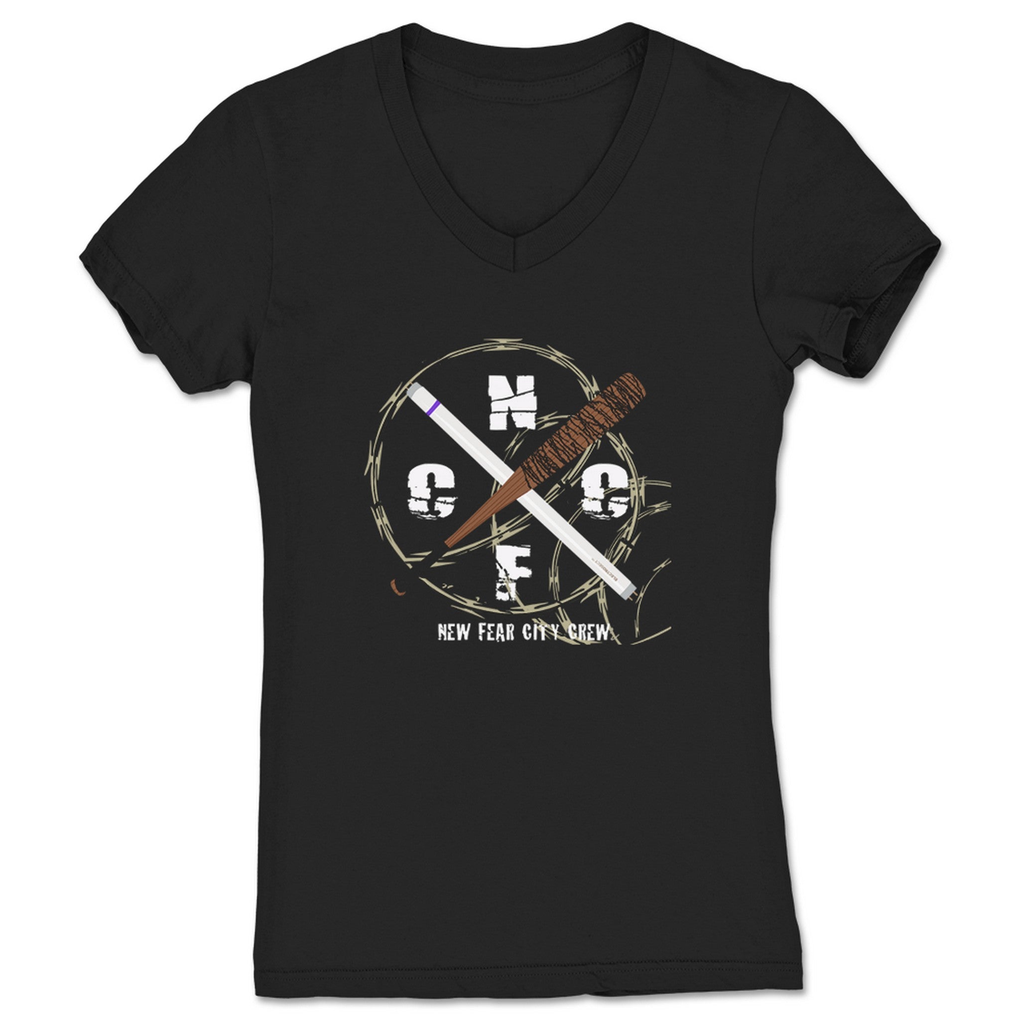 New Fear City Crew NFCC HC LOGO Women's V-Neck Black