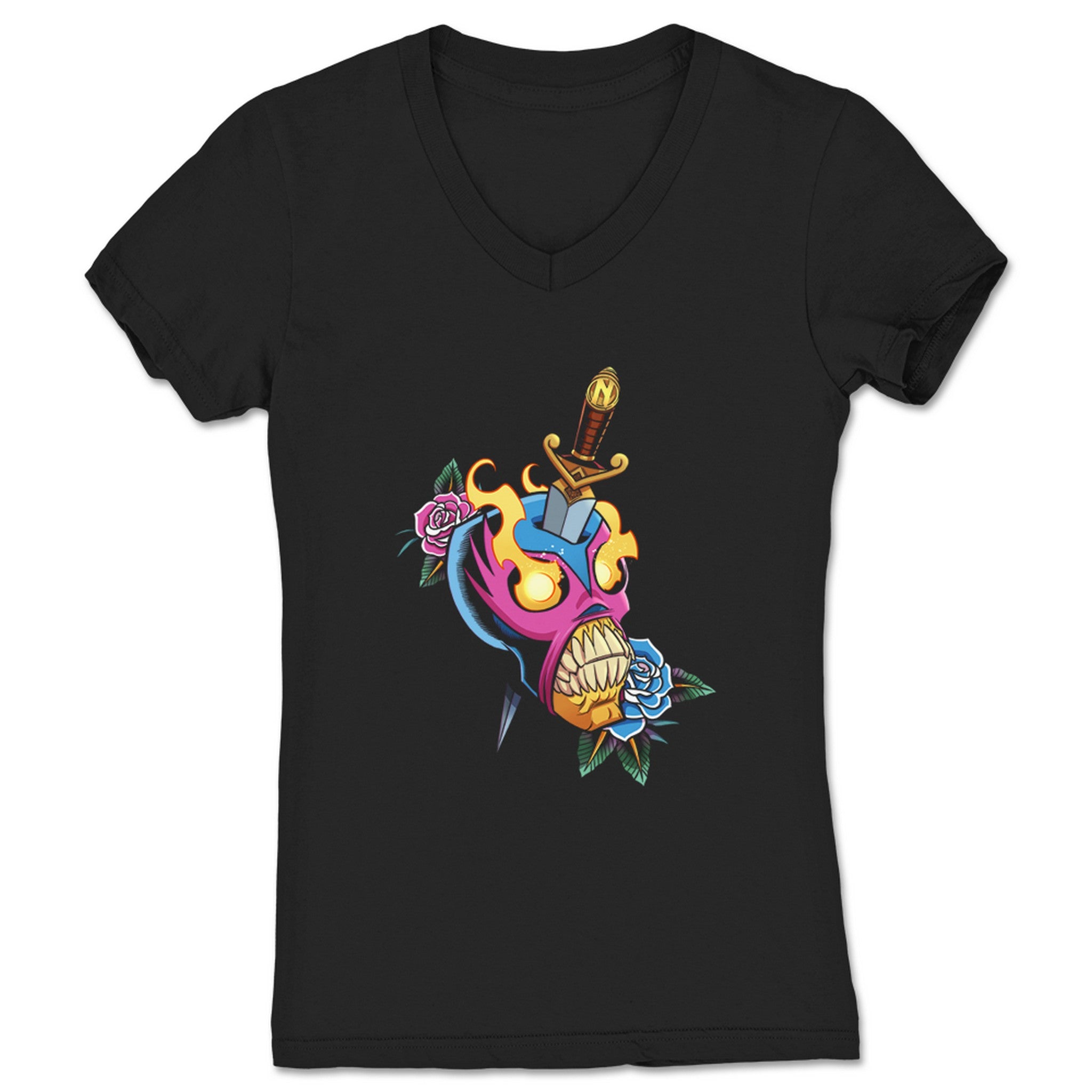 Nolanium Nolanium Skull Women's V-Neck Black