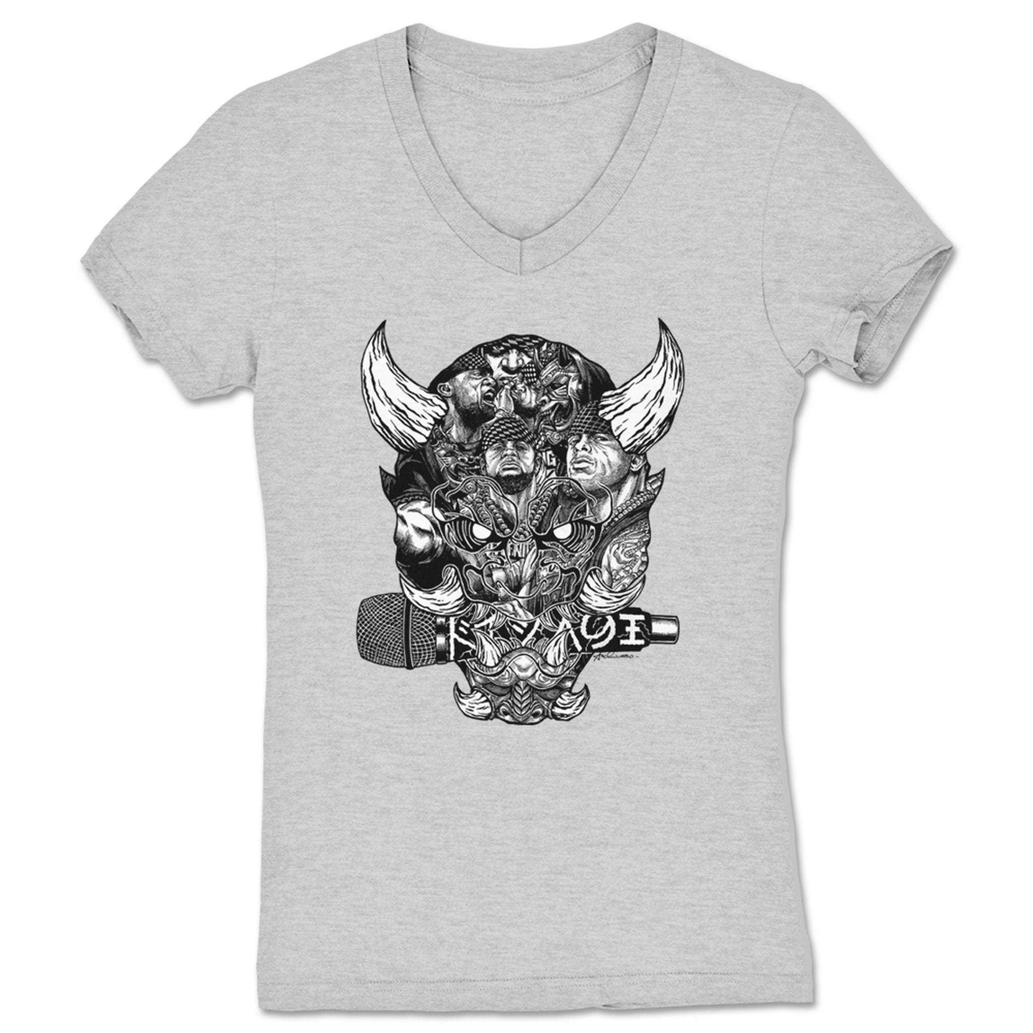 O'Shay Edwards All Hail the Kaiju Women's V-Neck Heather Grey