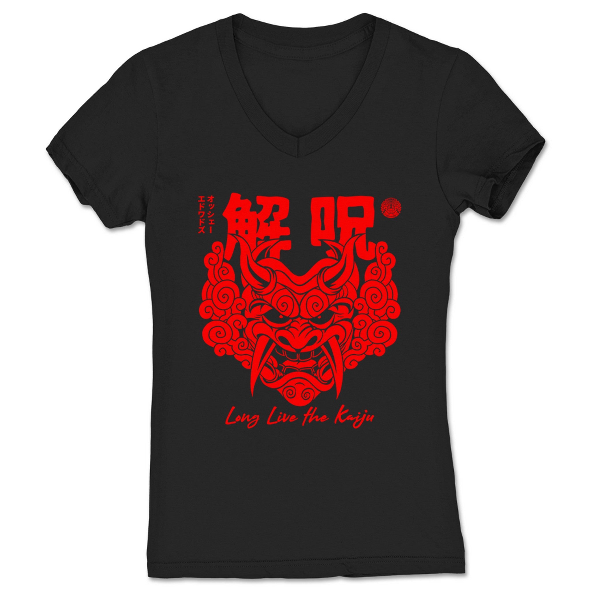 O'Shay Edwards Long Live the Kaiju (Blood Red) Women's V-Neck Black