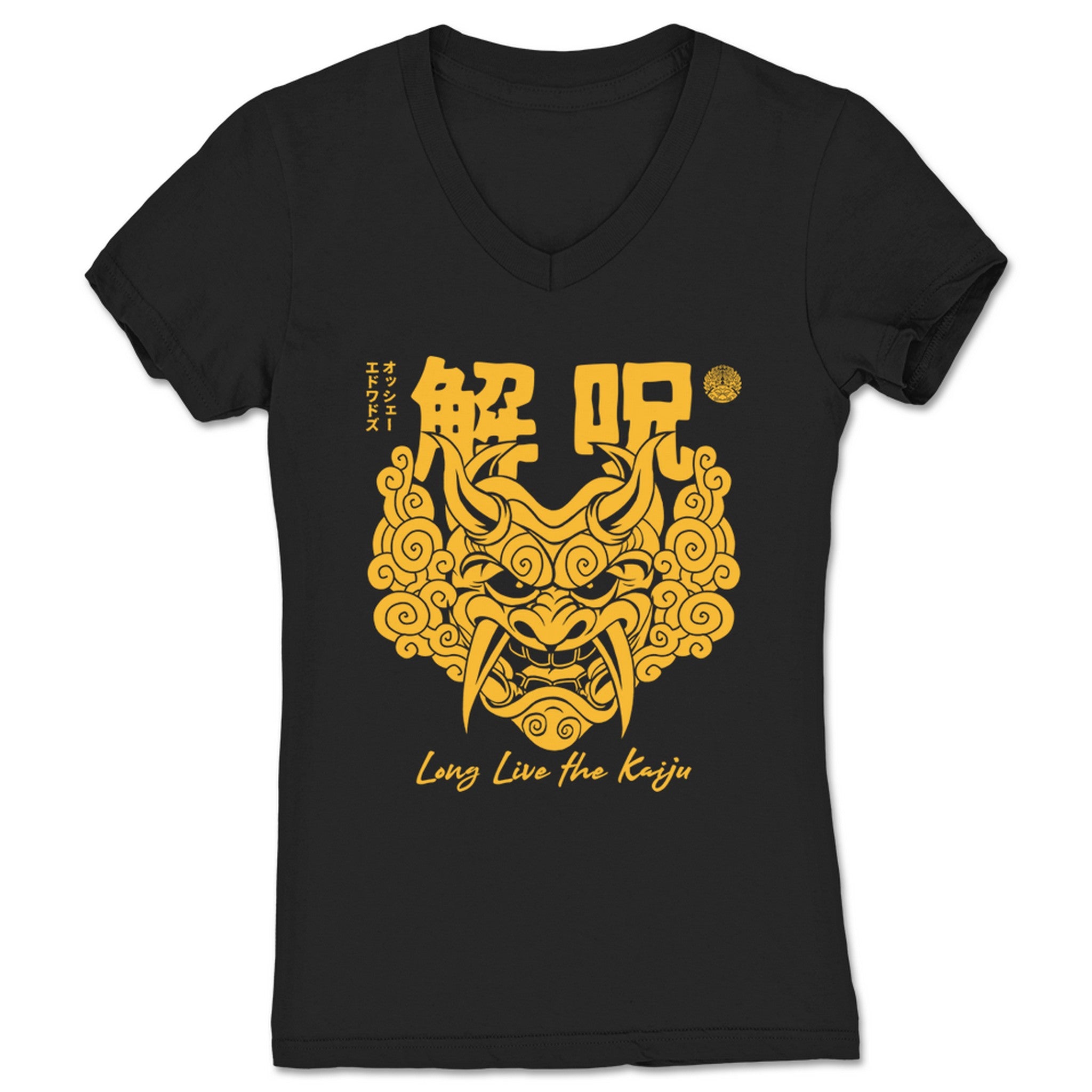 O'Shay Edwards Long Live the Kaiju (Gold) Women's V-Neck Black