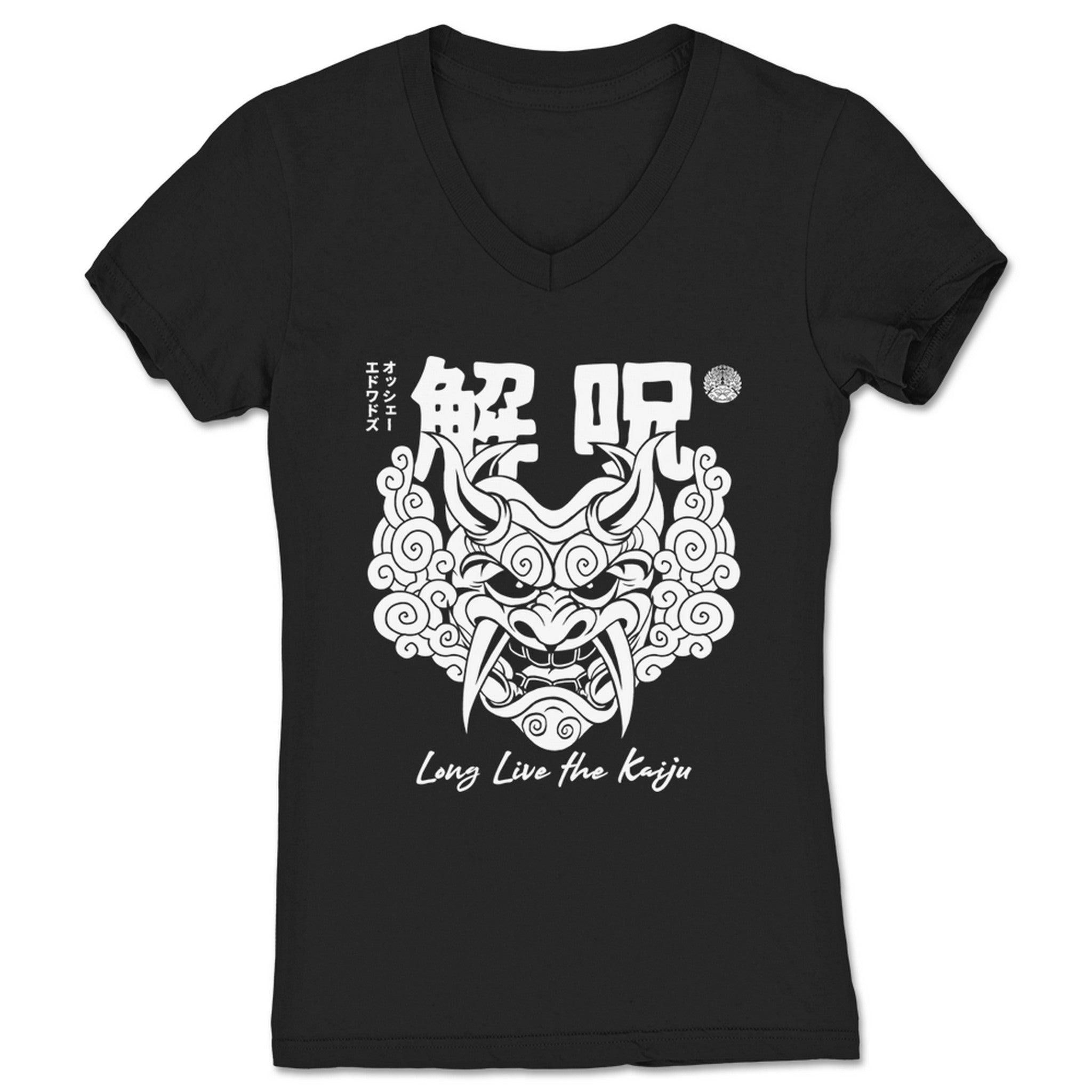 O'Shay Edwards Long Live the Kaiju (White) Women's V-Neck Black