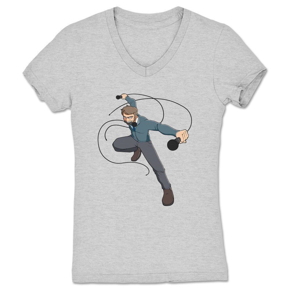Phil Urich Master of the Three Mic Style Women's V-Neck Heather Grey
