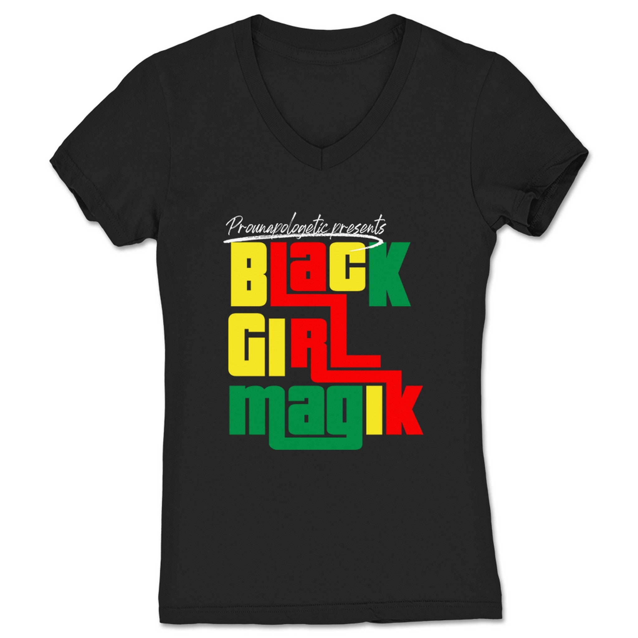 ProUnapologetic Wrestling Black Girl Magik Women's V-Neck Black