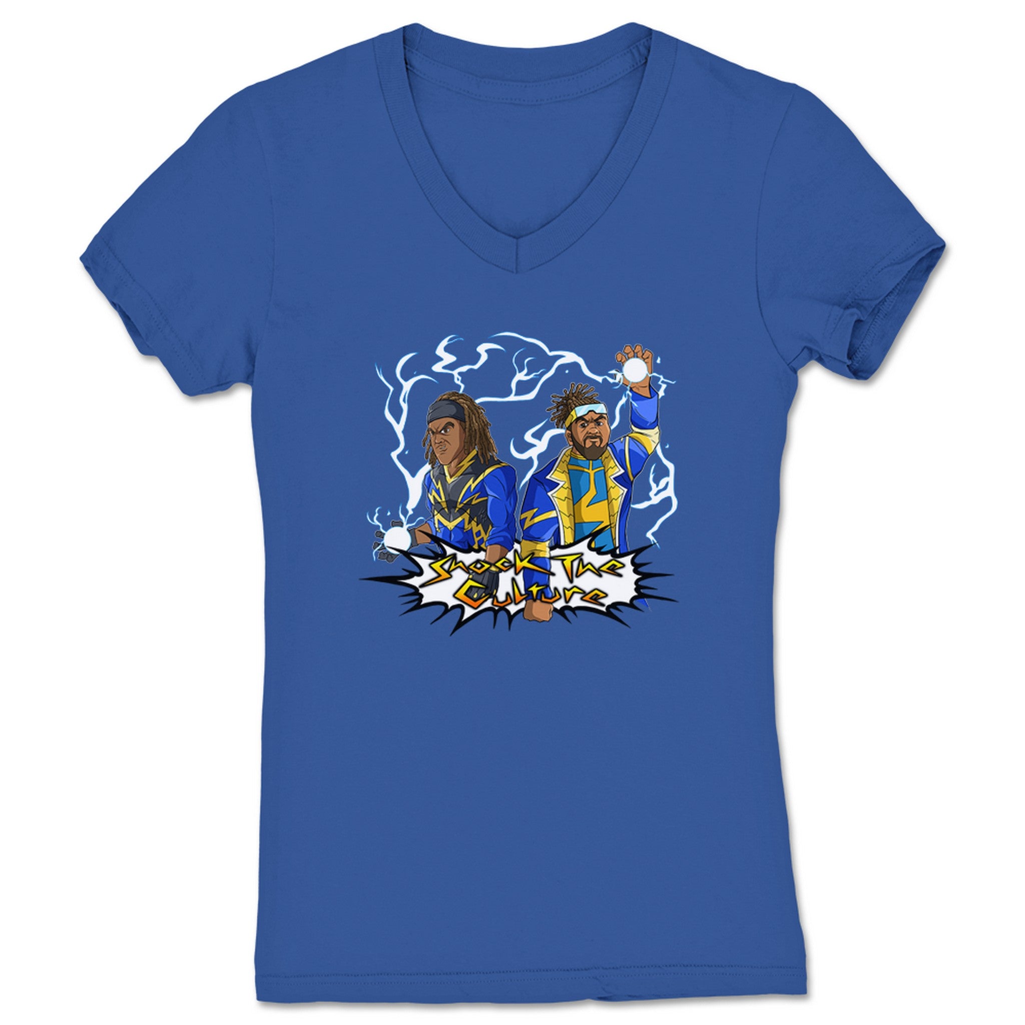 Pure Ignorance Shock the Culture Women's V-Neck Royal Blue
