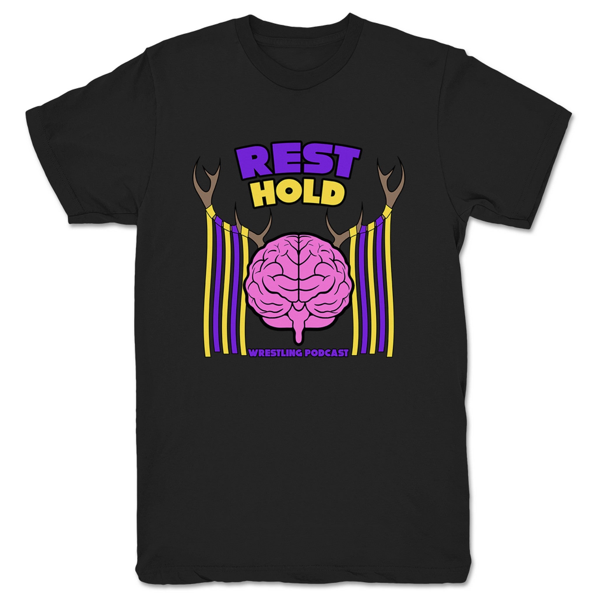 REST HOLD Wrestling Podcast Antlers Unisex Tee Black