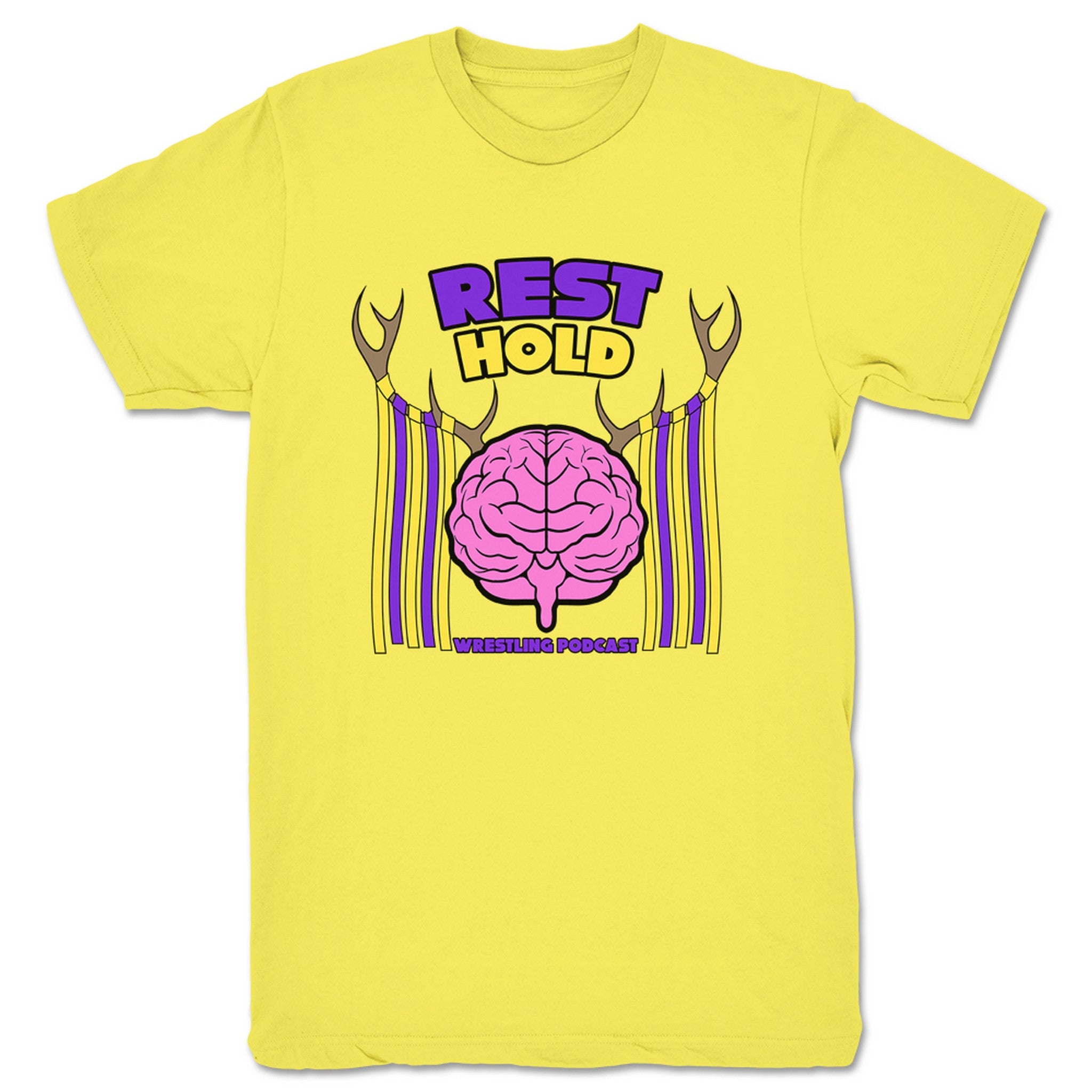 REST HOLD Wrestling Podcast Antlers Unisex Tee Yellow