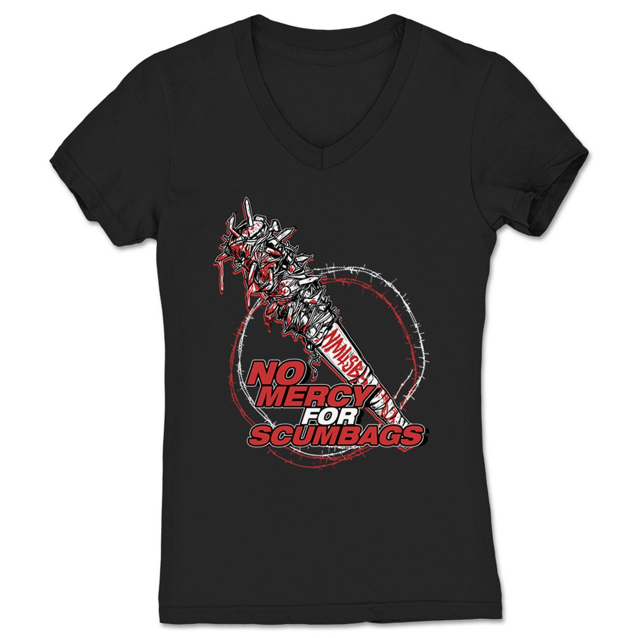 RNKF NOMERCY4SCUMBAGS Women's V-Neck Black