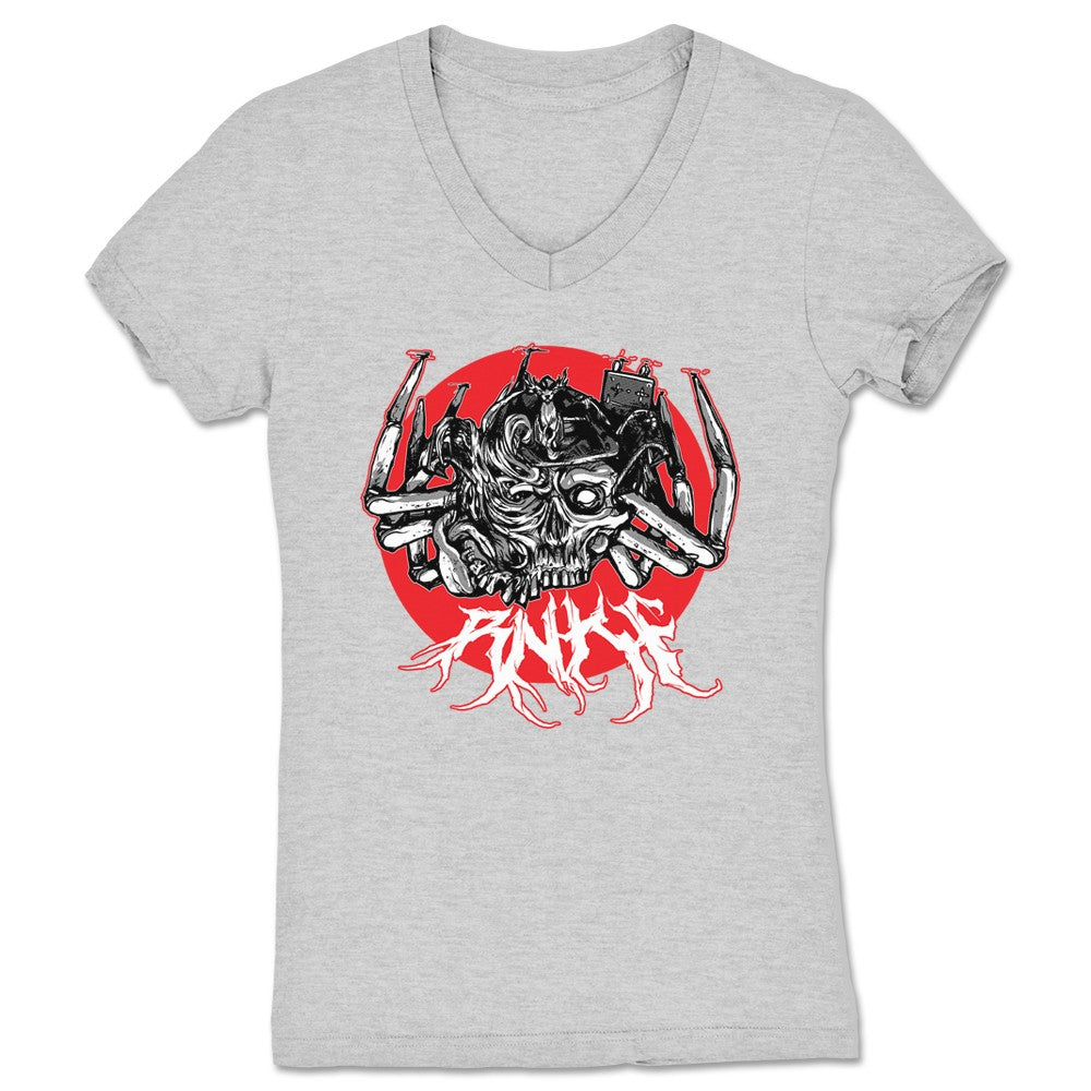 RNKF Samurai Headcrab Women's V-Neck Heather Grey
