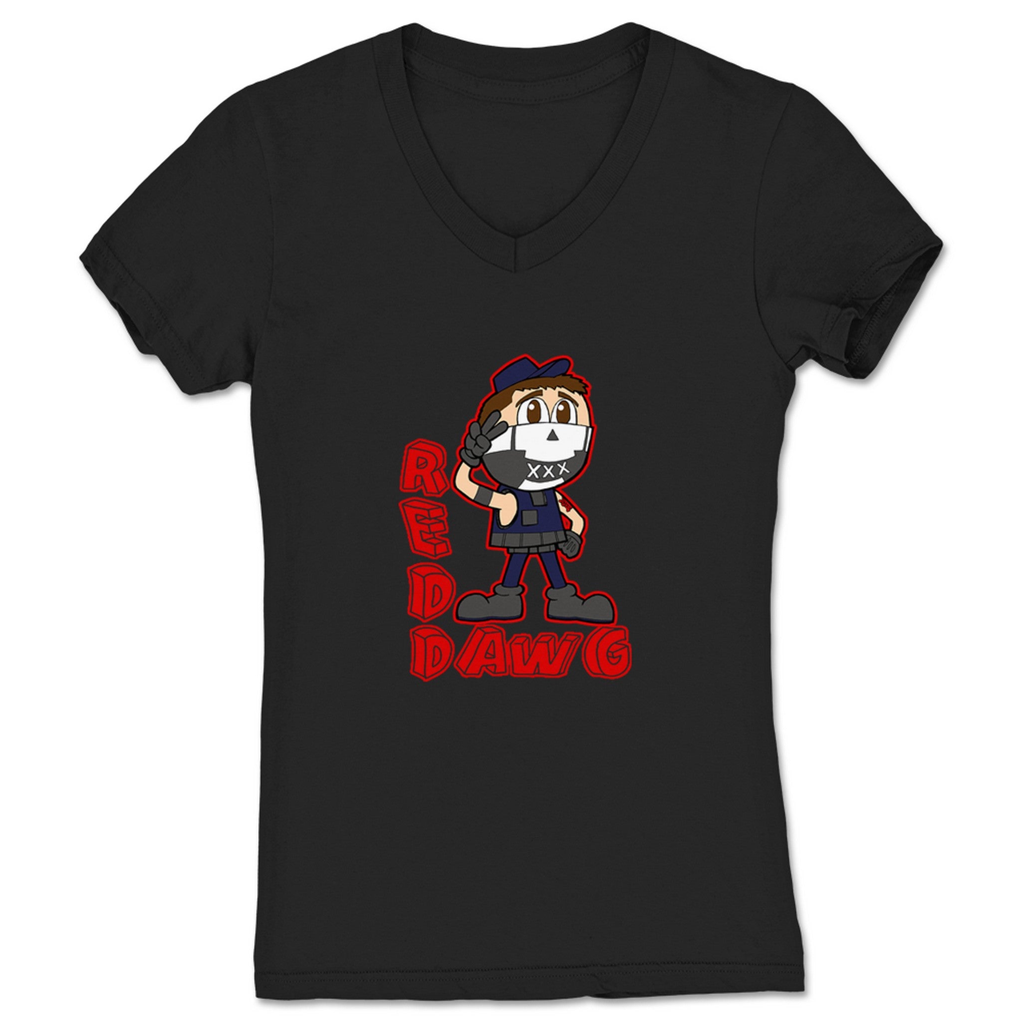 Red Dawg Kawaii Keiki Women's V-Neck Black