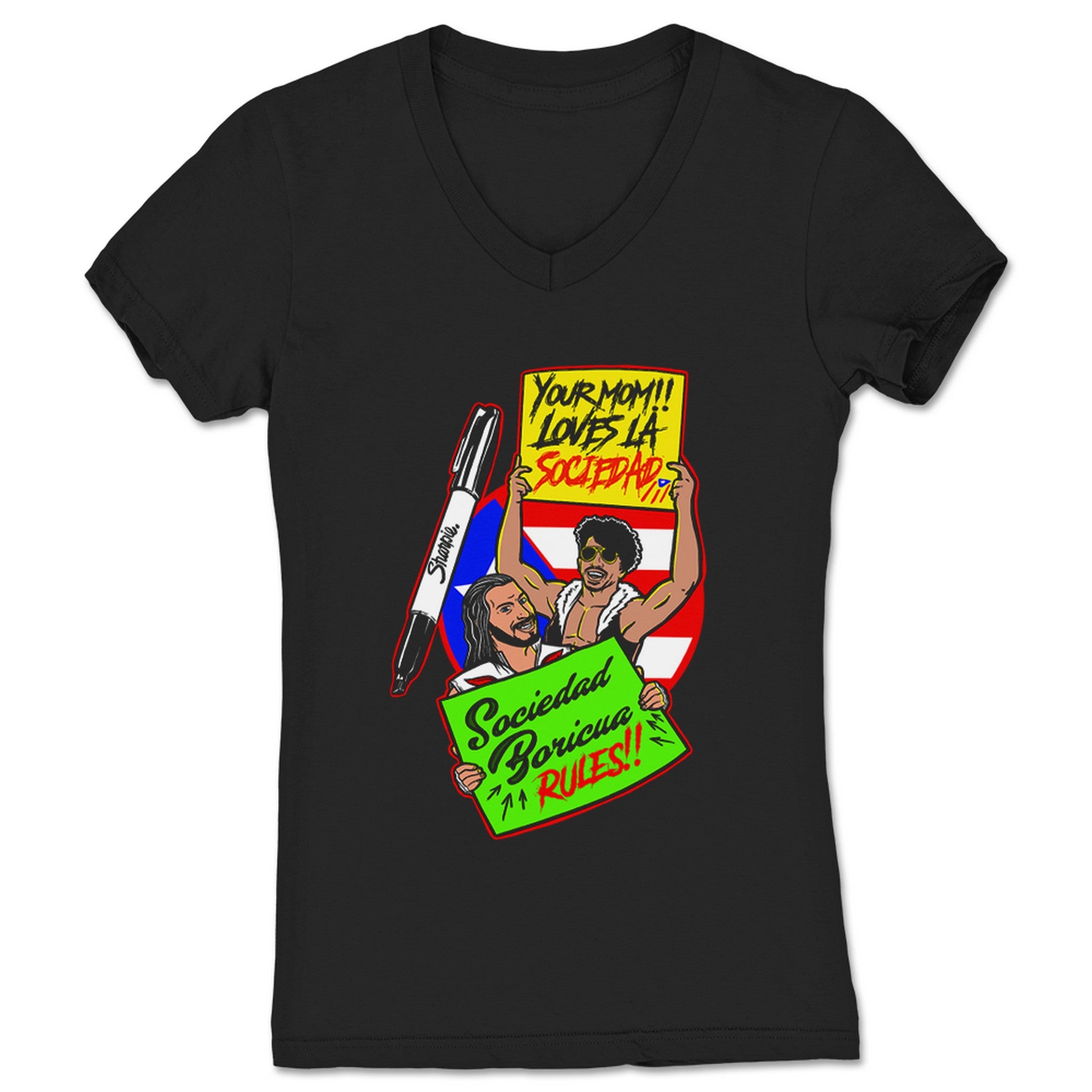 Rico De La Vega Your Mom Women's V-Neck Black