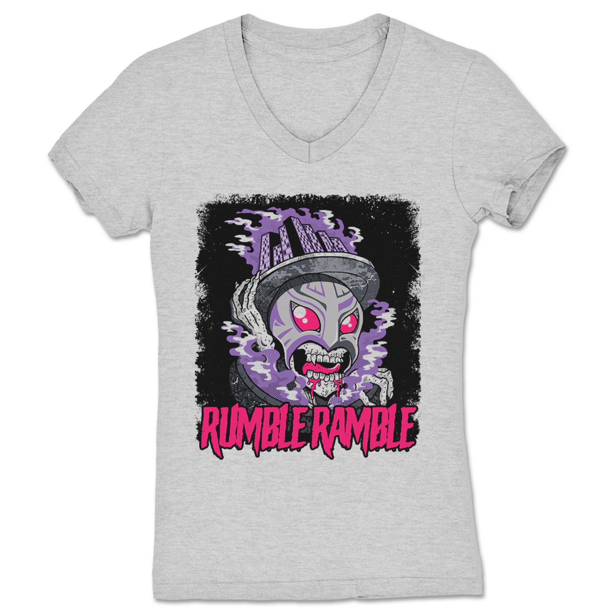 Rumble Ramble Sewer Monster Women's V-Neck Heather Grey