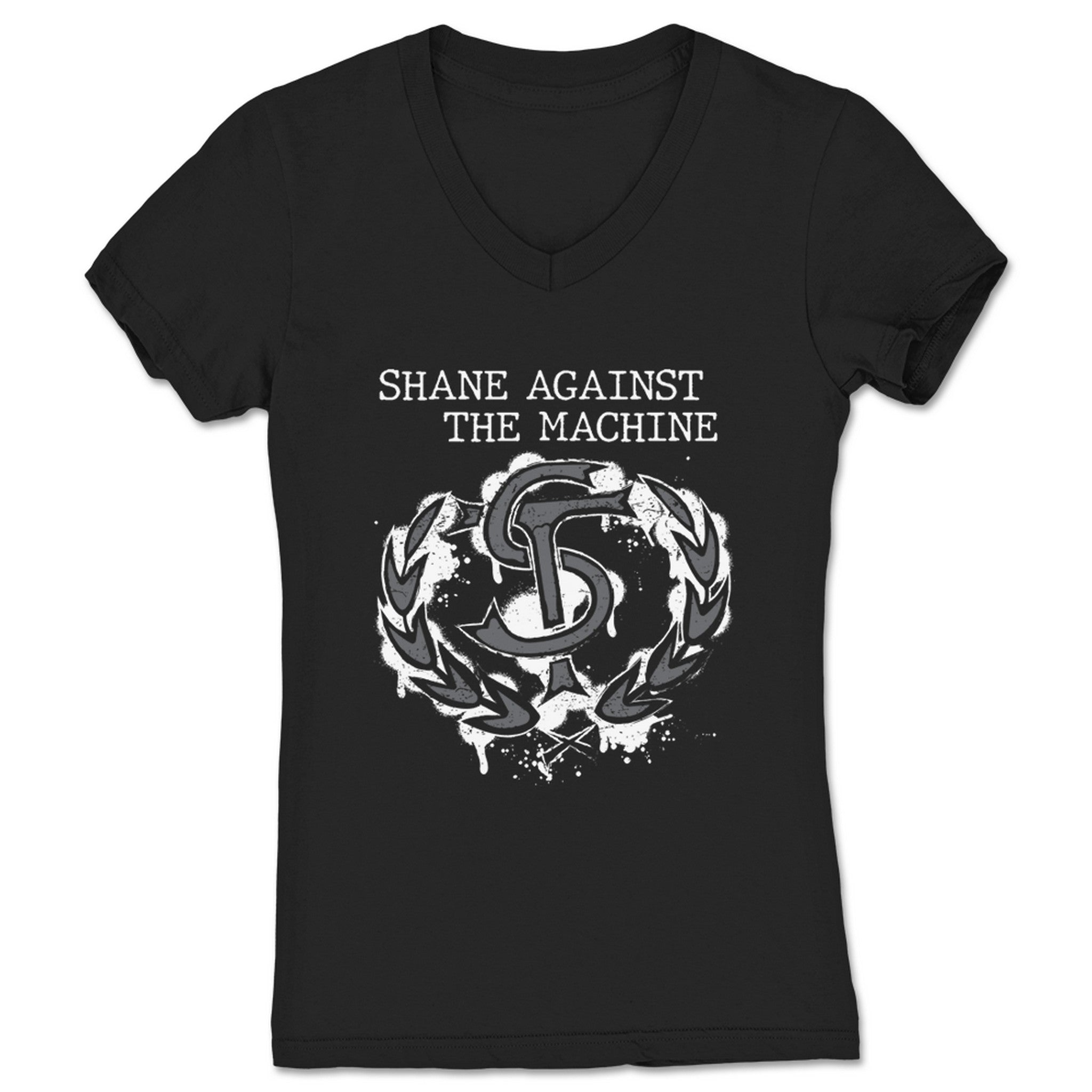Shane Taylor Promotions Shane Against the Machine with Logo Women's V-Neck Black