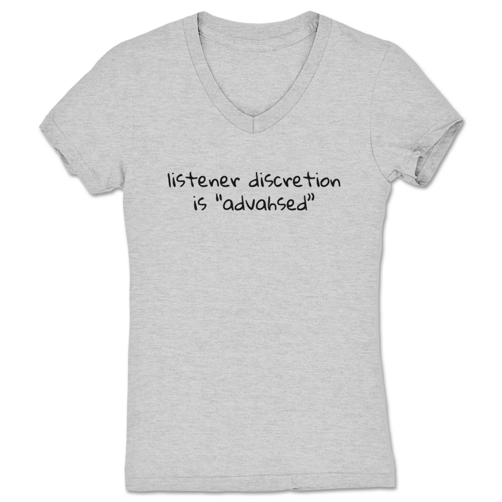 Southern Fried True Crime Listener Discretion Is Advahsed Women's V-Neck Heather Grey
