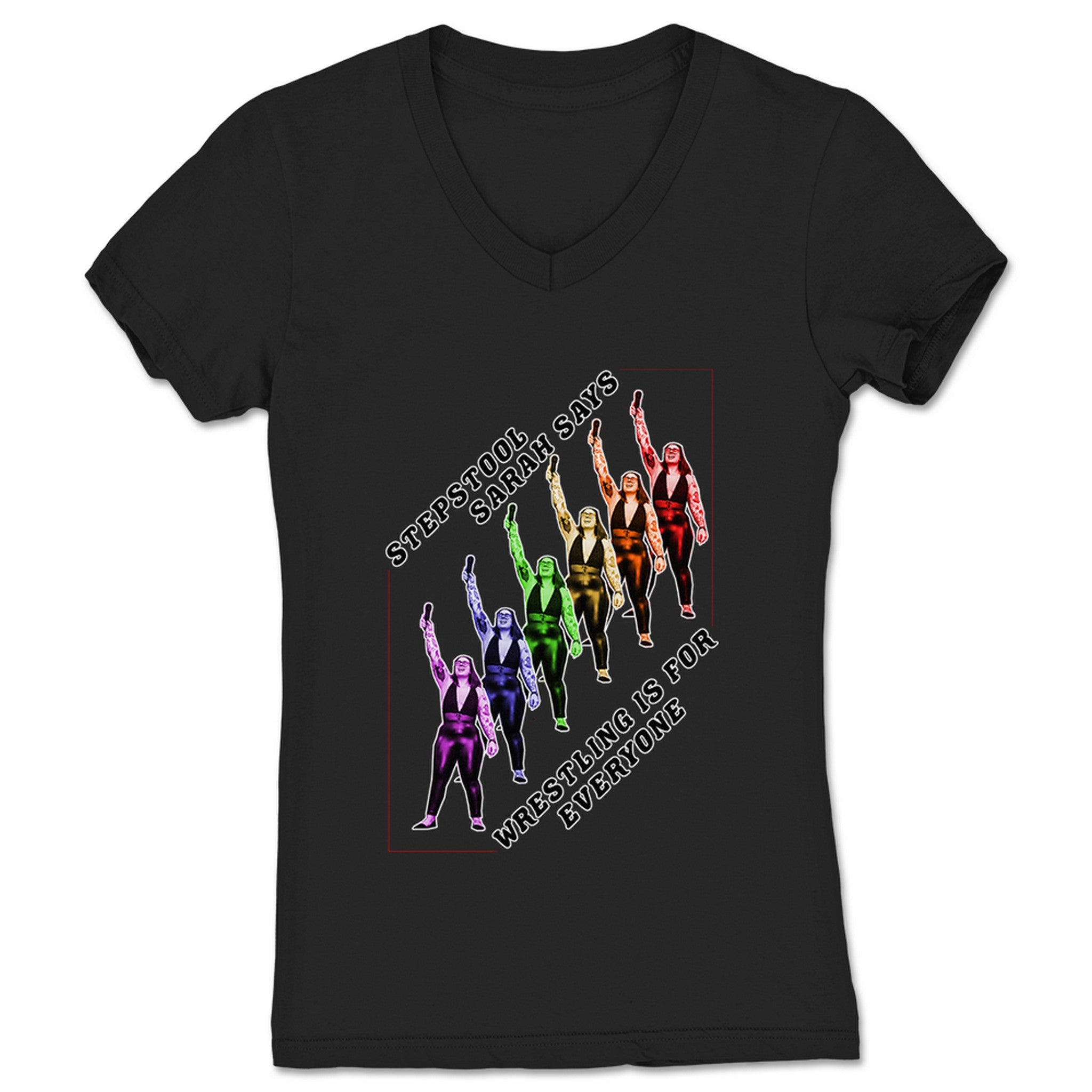 Stepstool Sarah Wrestling for Everyone Women's V-Neck Black