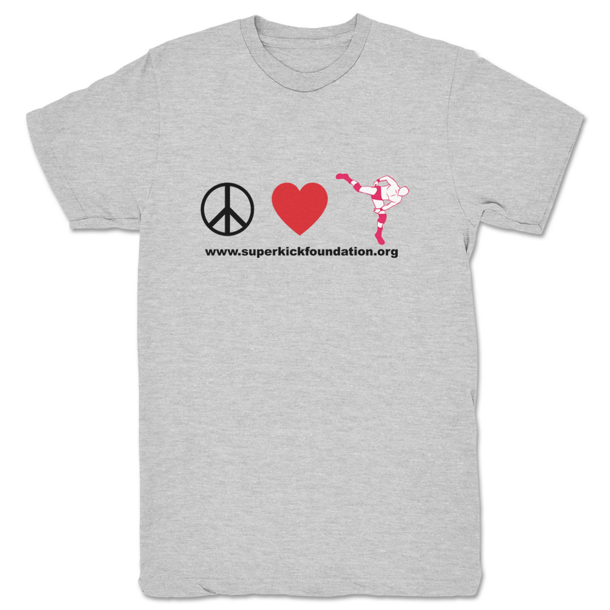 Superkick Foundation Peace, Love, & Superkicks Unisex Tee Heather Grey