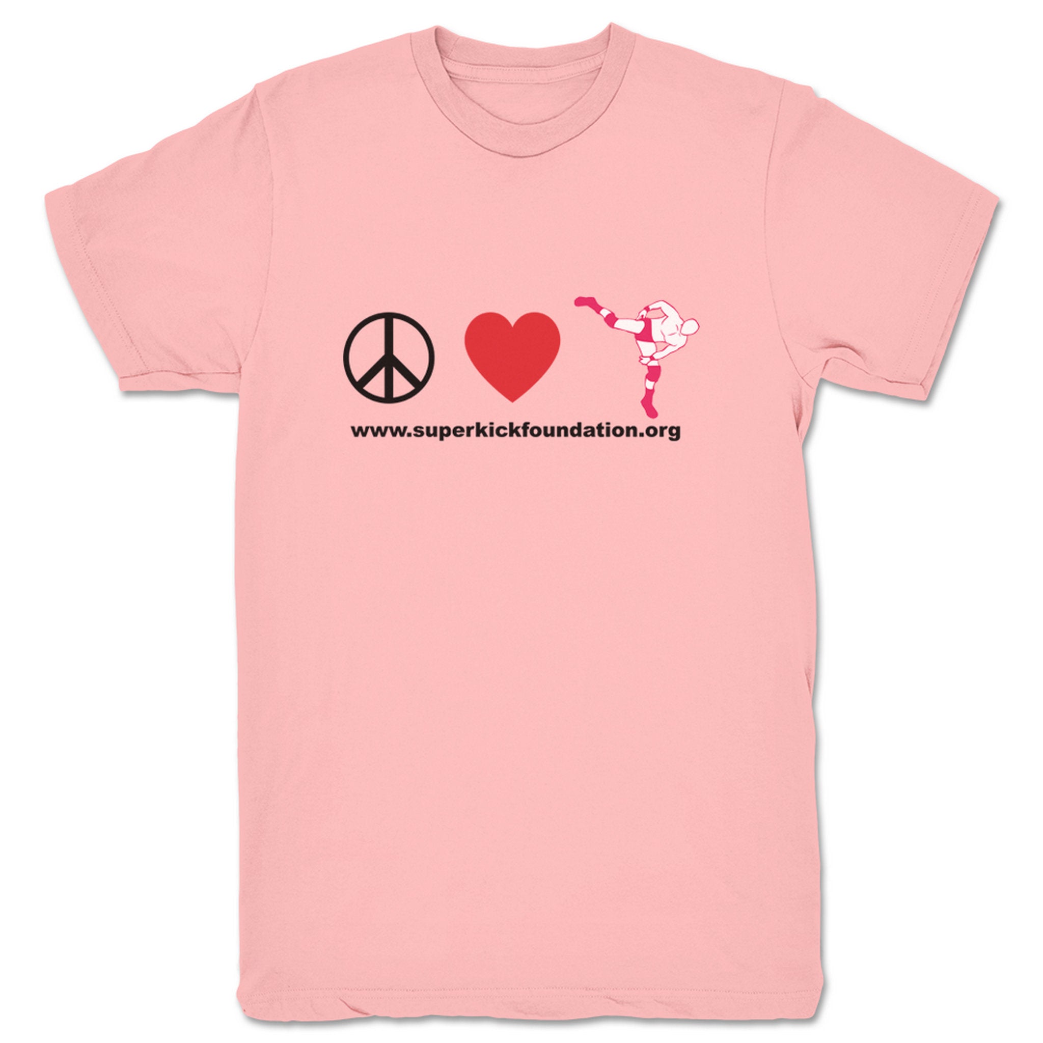 Superkick Foundation Peace, Love, & Superkicks Unisex Tee Pink