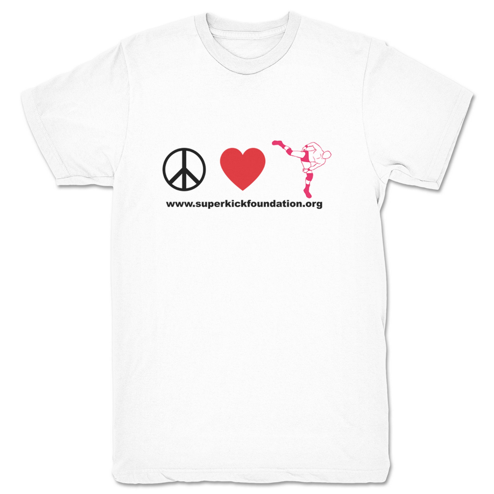 Superkick Foundation Peace, Love, & Superkicks Unisex Tee White