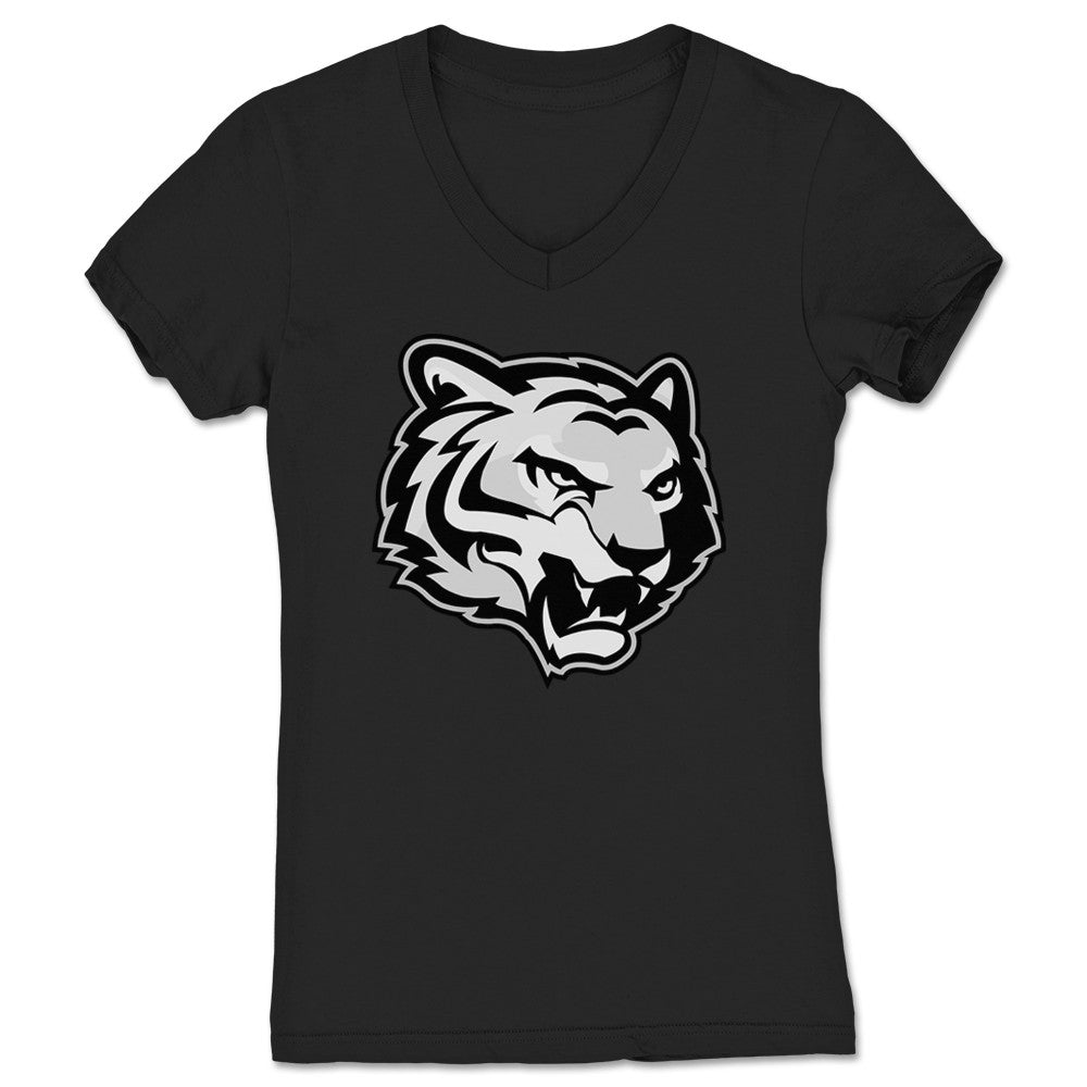 TIGER DRIVER 9X TIGERDRIVER9X TEX EMBLEM (B/W) Women's V-Neck Black