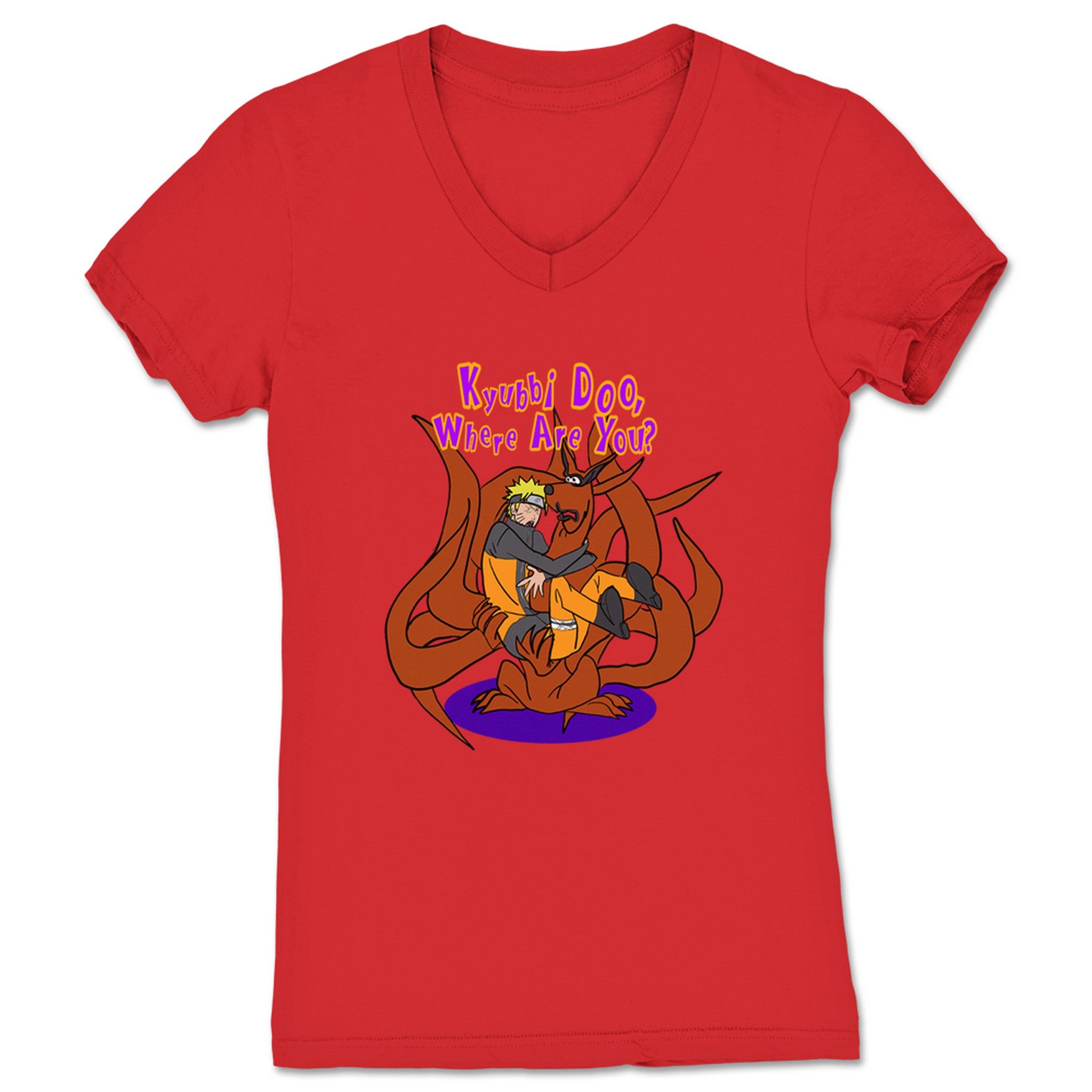 Talking Naruto Podcast Kyubbi Dooby Doo! Women's V-Neck Red