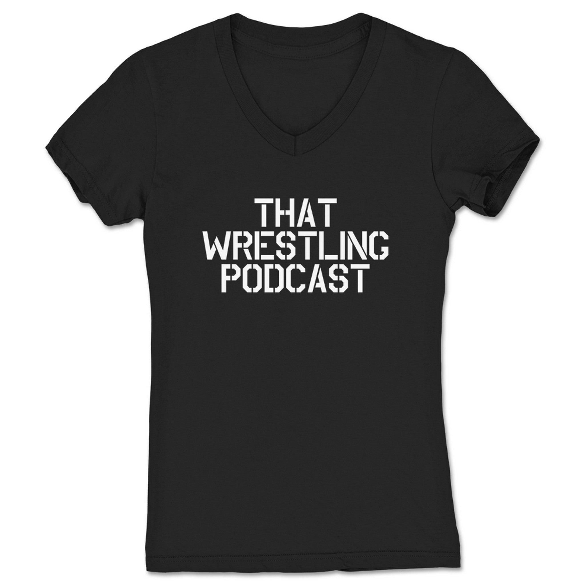 That Wrestling Podcast TWP Logo Women's V-Neck Black