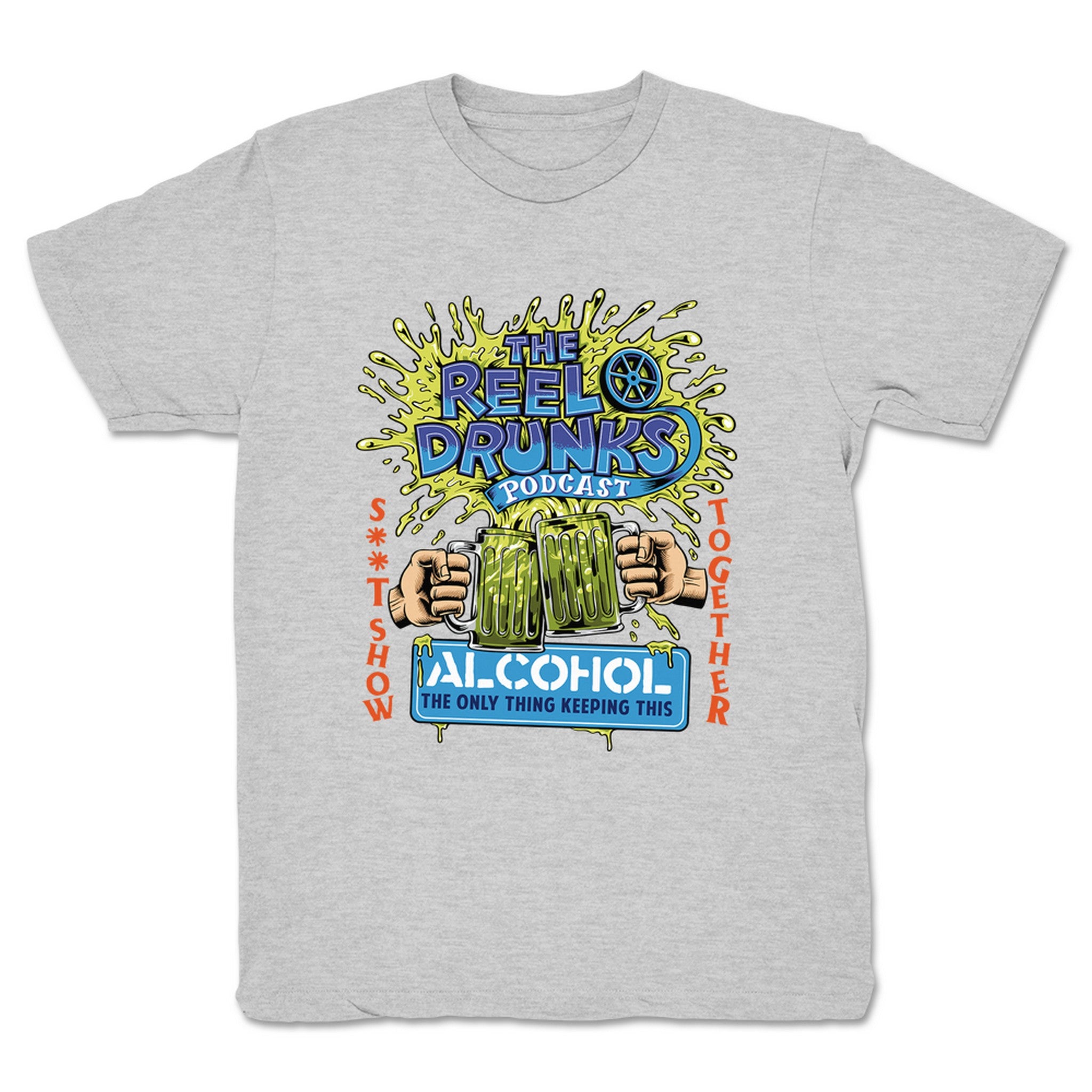 The Reel Drunks Alcohol Youth Tee Heather Grey
