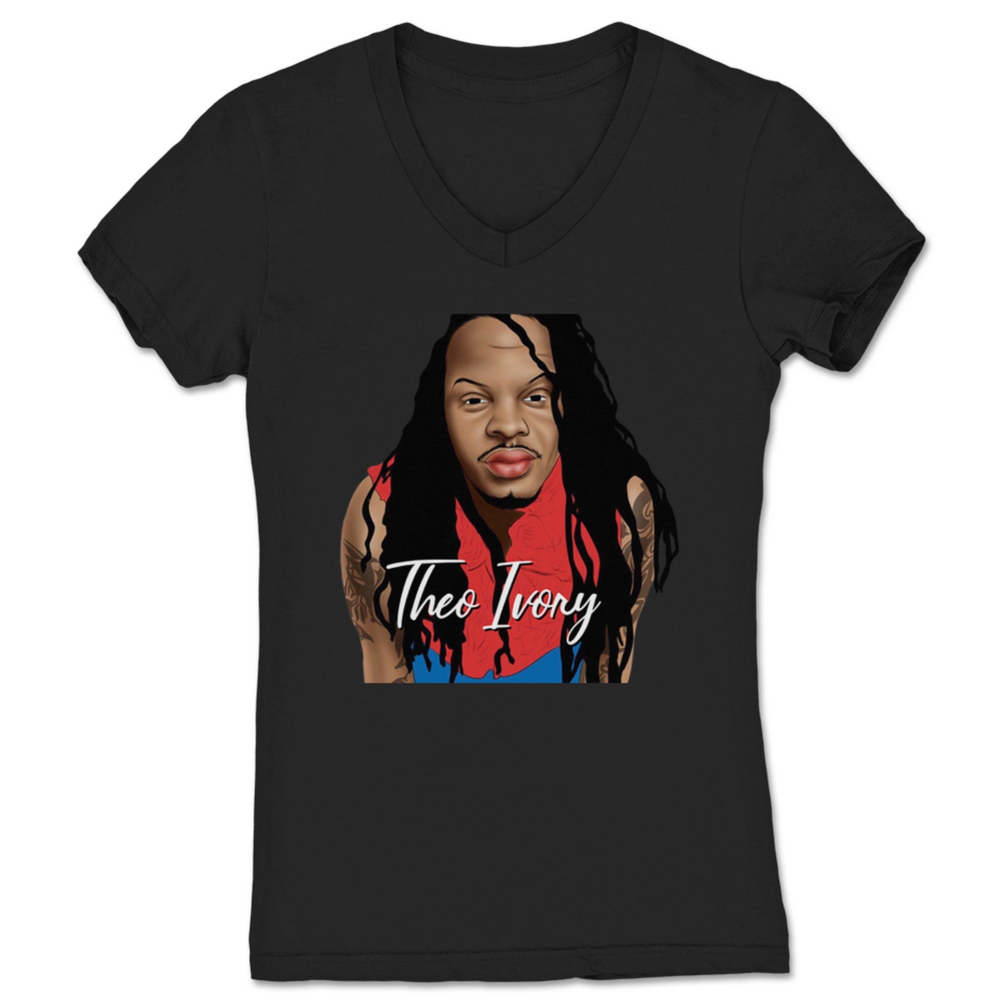 Theo Ivory Ani-Theo Women's V-Neck Black