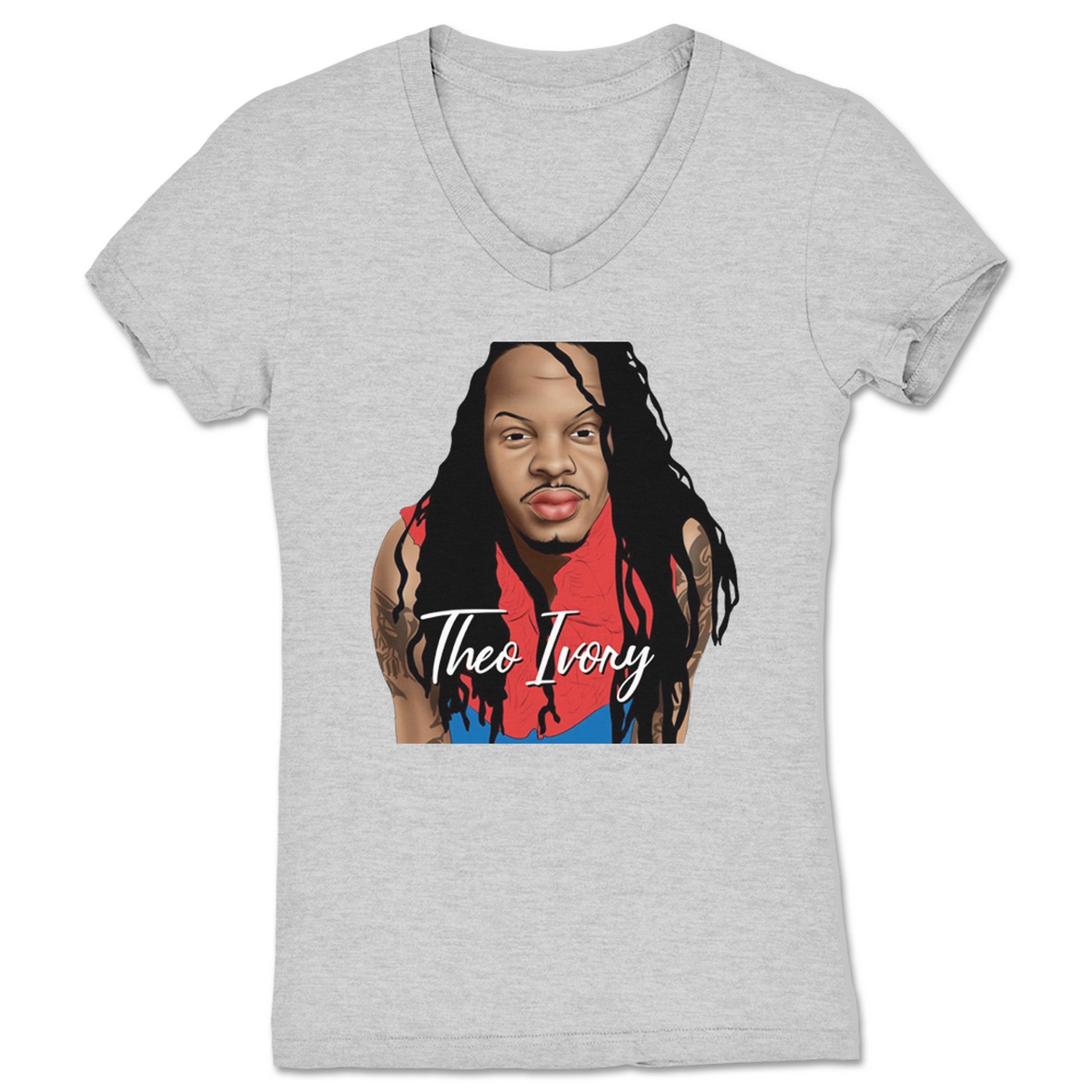 Theo Ivory Ani-Theo Women's V-Neck Heather Grey