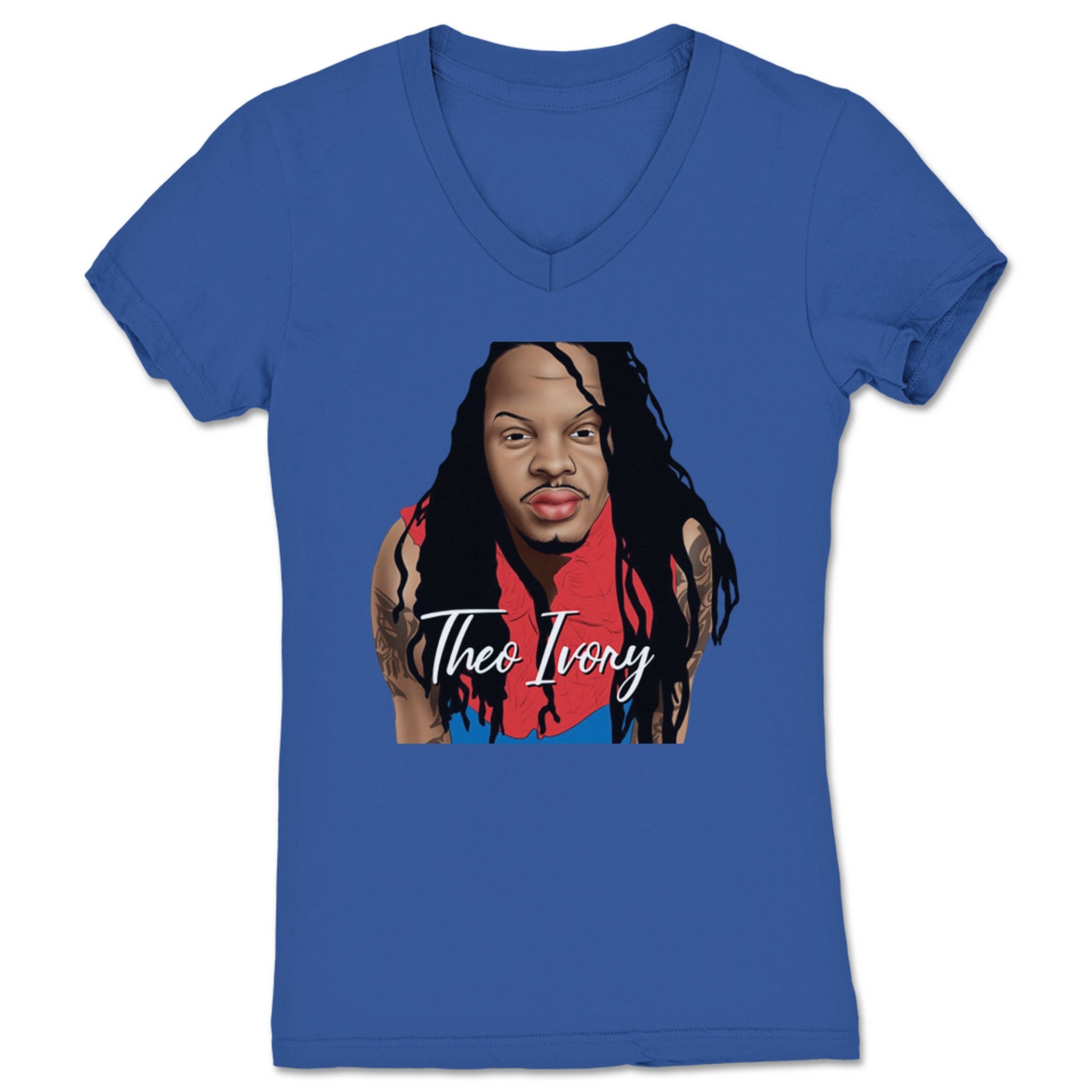 Theo Ivory Ani-Theo Women's V-Neck Royal Blue