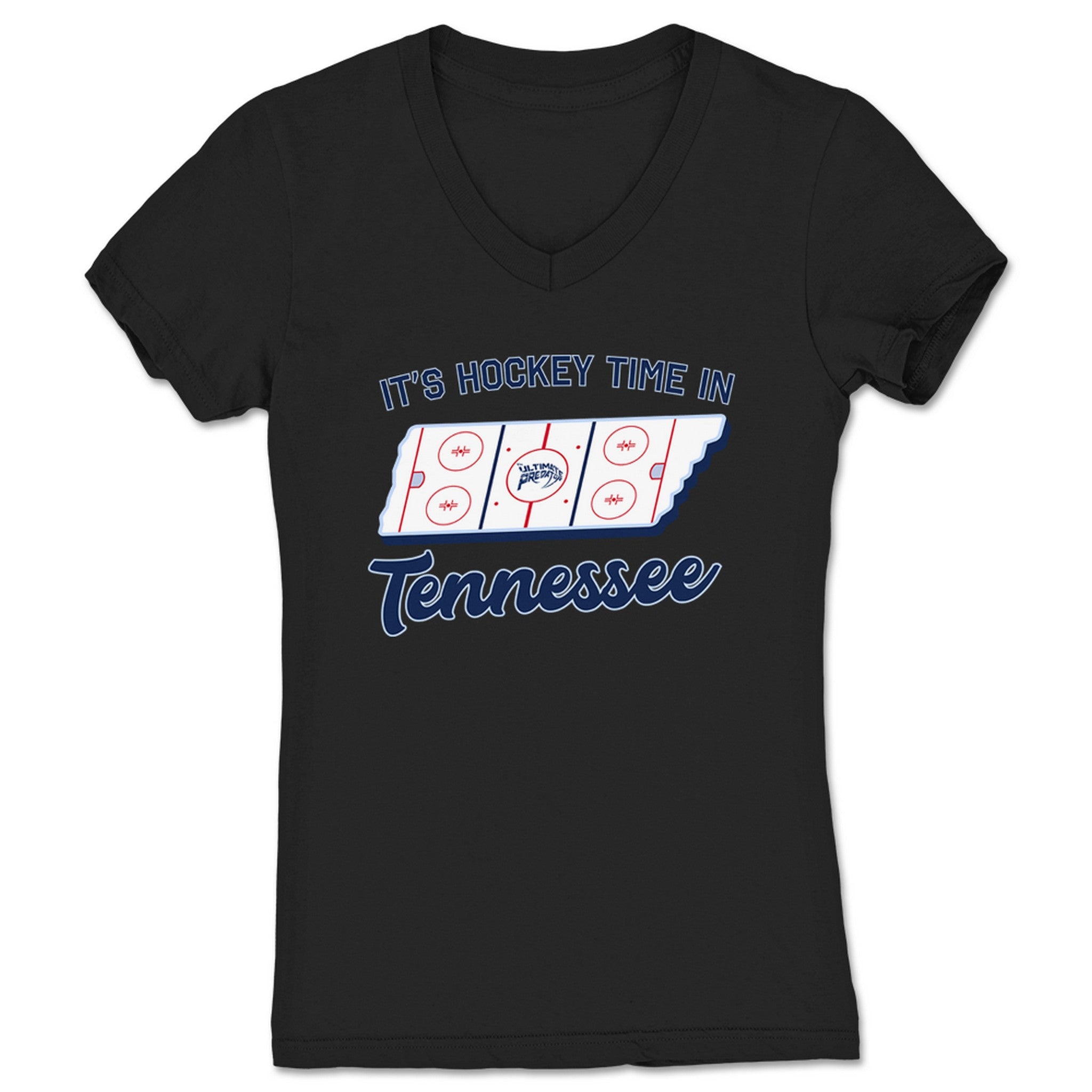 Ultimate Predator Hockey Time! Women's V-Neck Black