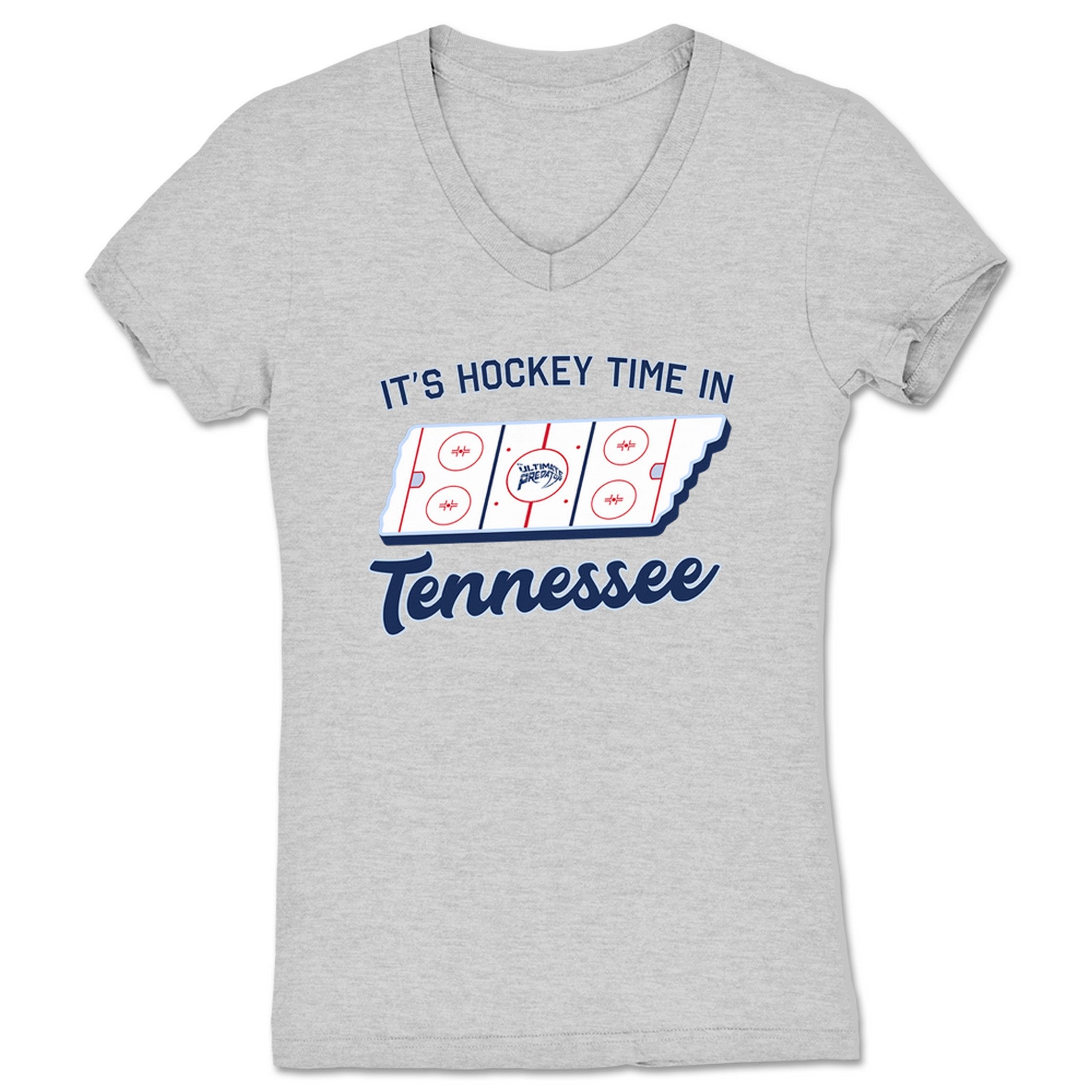 Ultimate Predator Hockey Time! Women's V-Neck Heather Grey