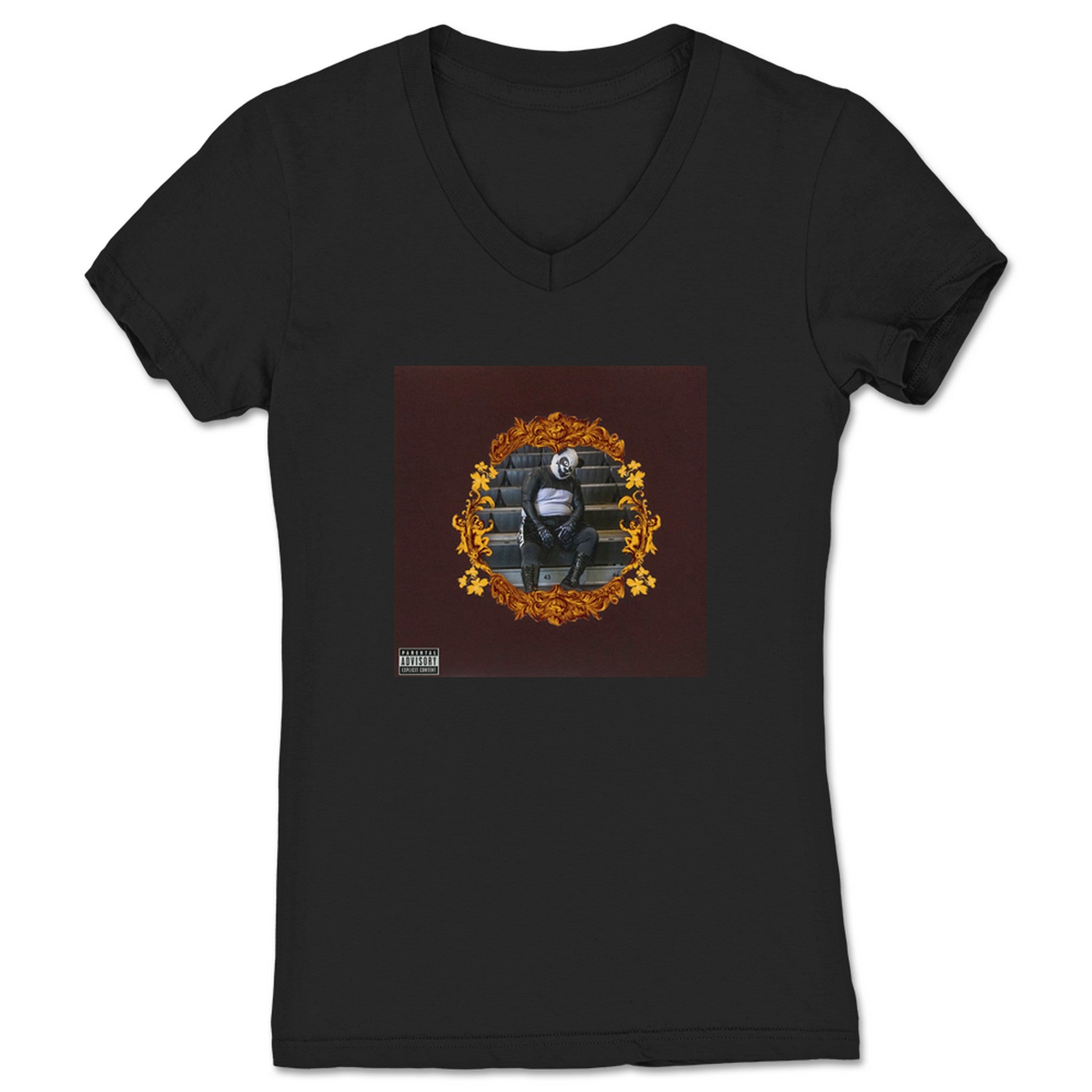 Ultimo Panda Panda Dropout Women's V-Neck Black