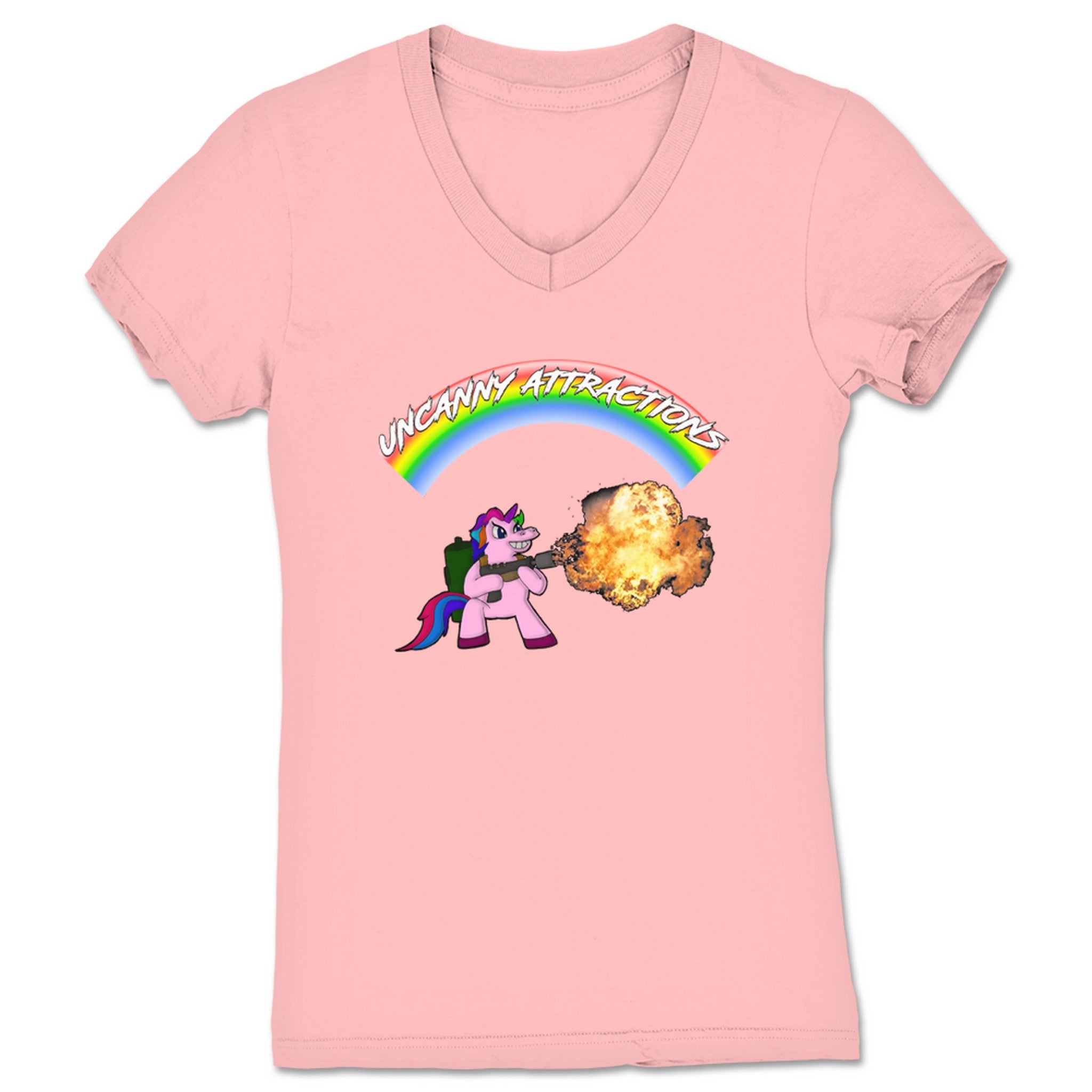 Uncanny Attractions Unicorns 4 Life Women's V-Neck Pink