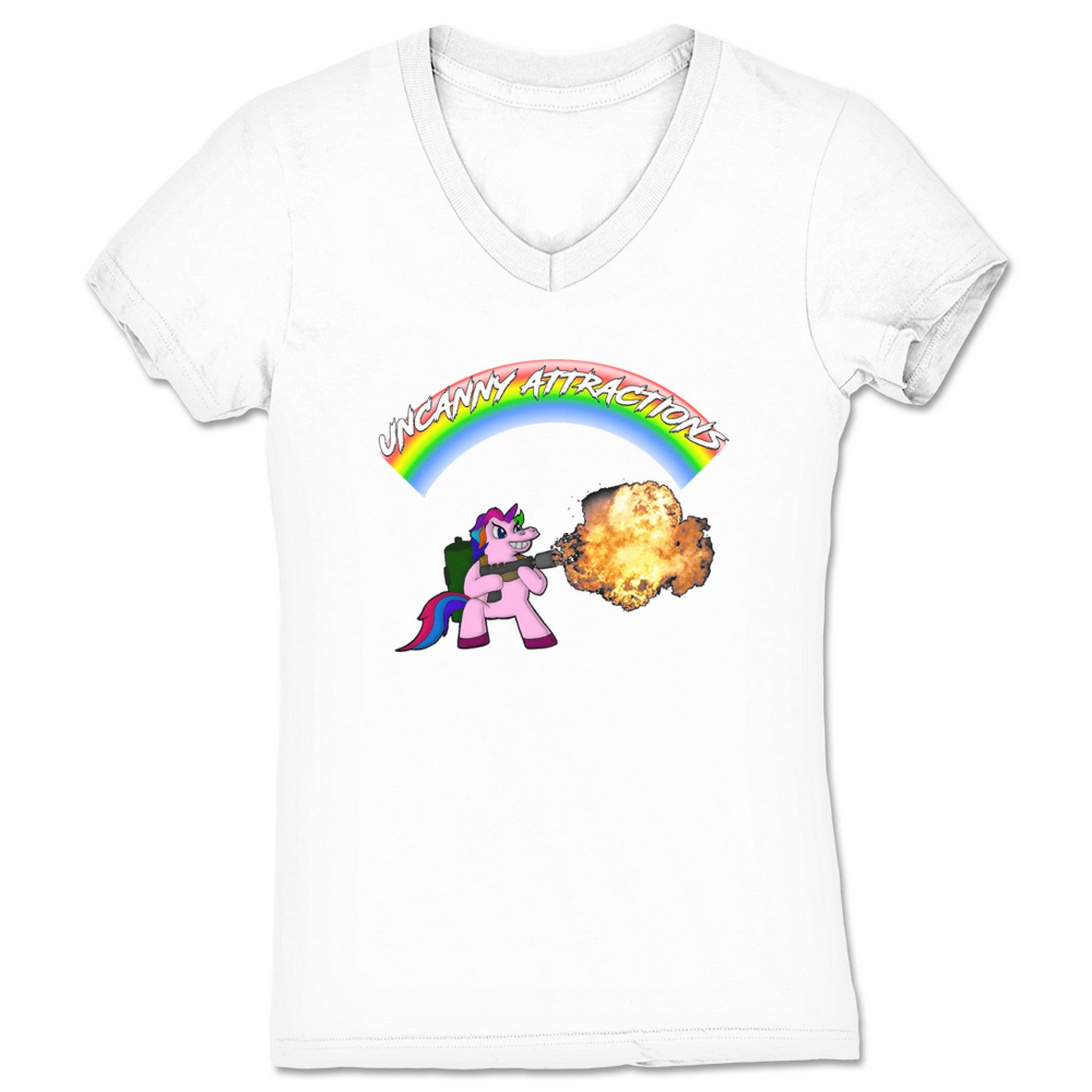 Uncanny Attractions Unicorns 4 Life Women's V-Neck White