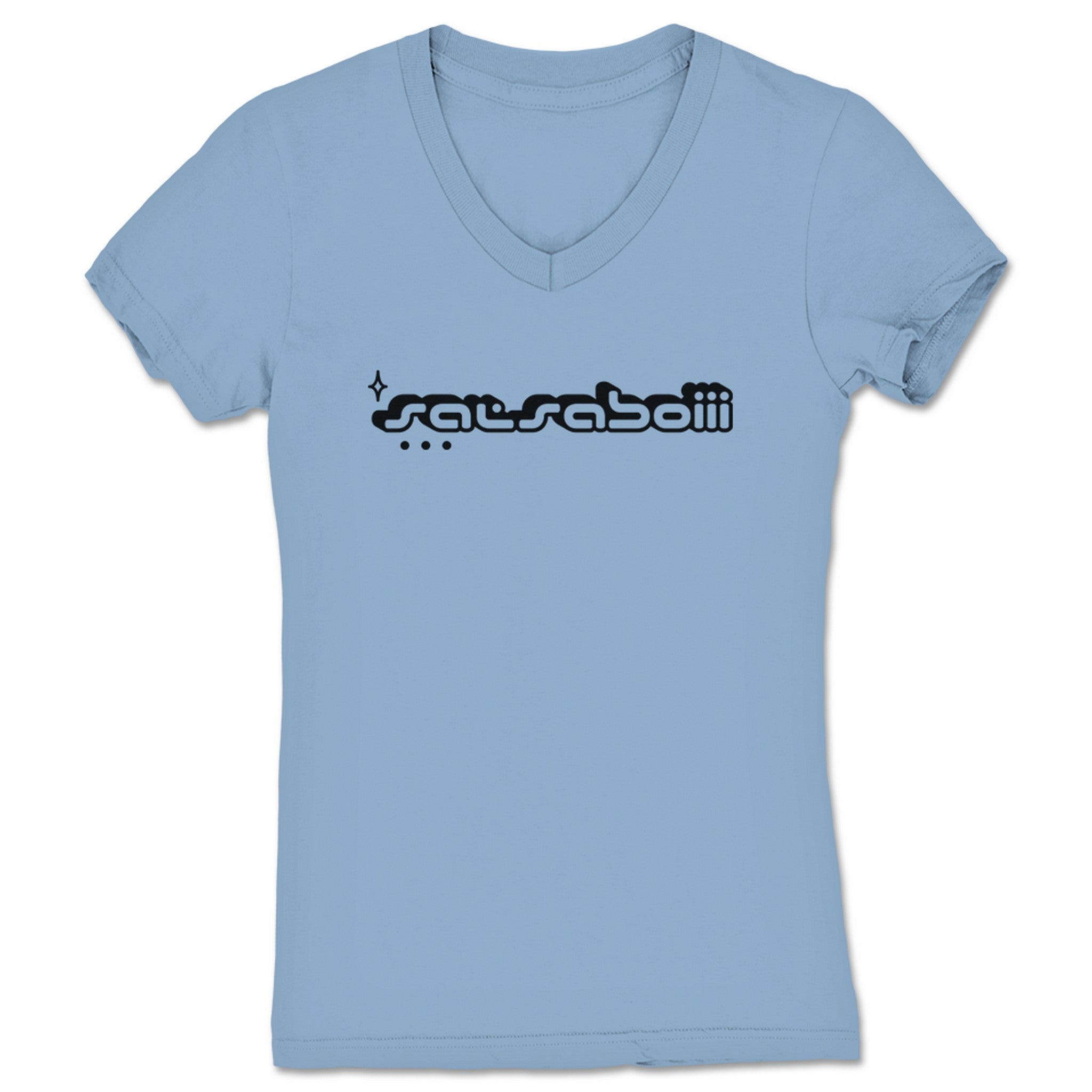 salsaboiii salsaboiii logo Women's V-Neck Baby Blue (w/ Black Print)