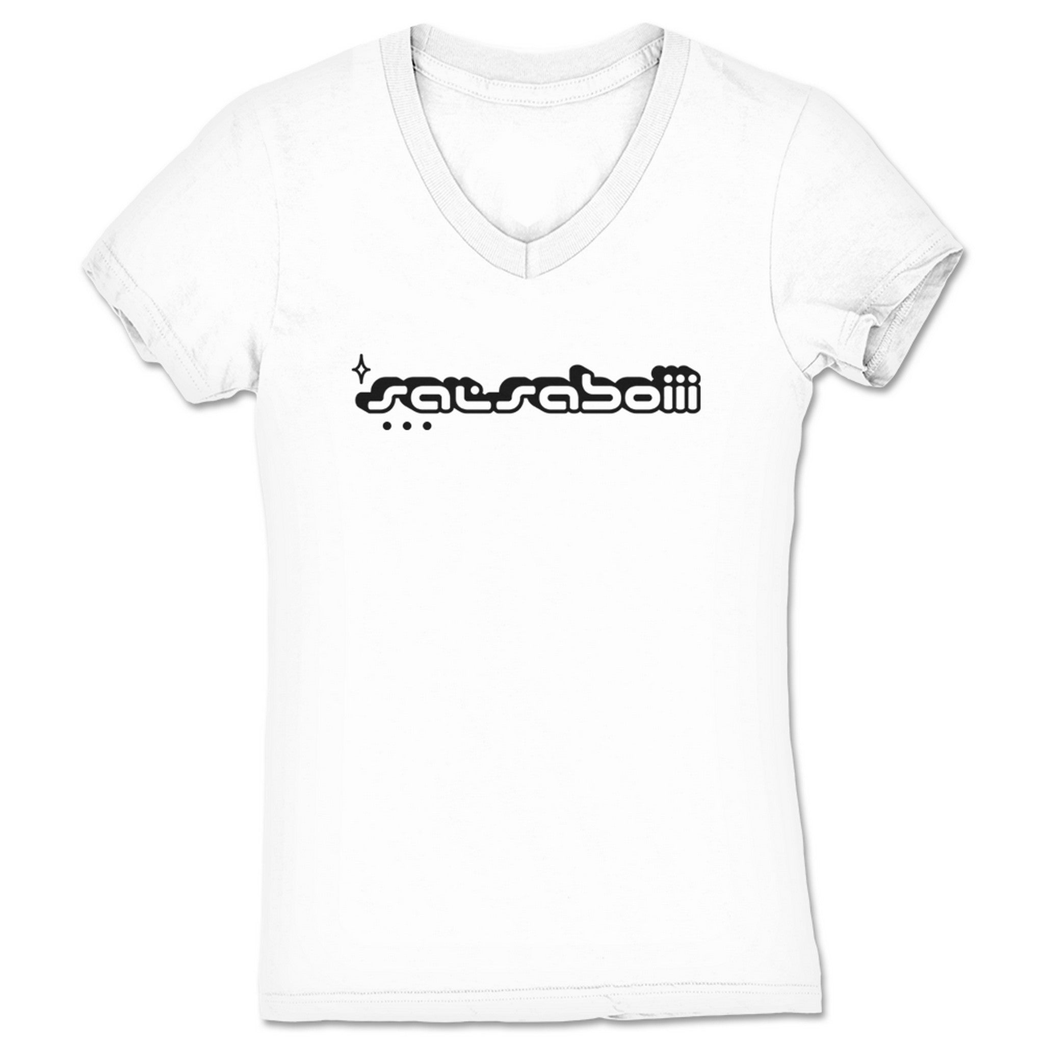 salsaboiii salsaboiii logo Women's V-Neck White