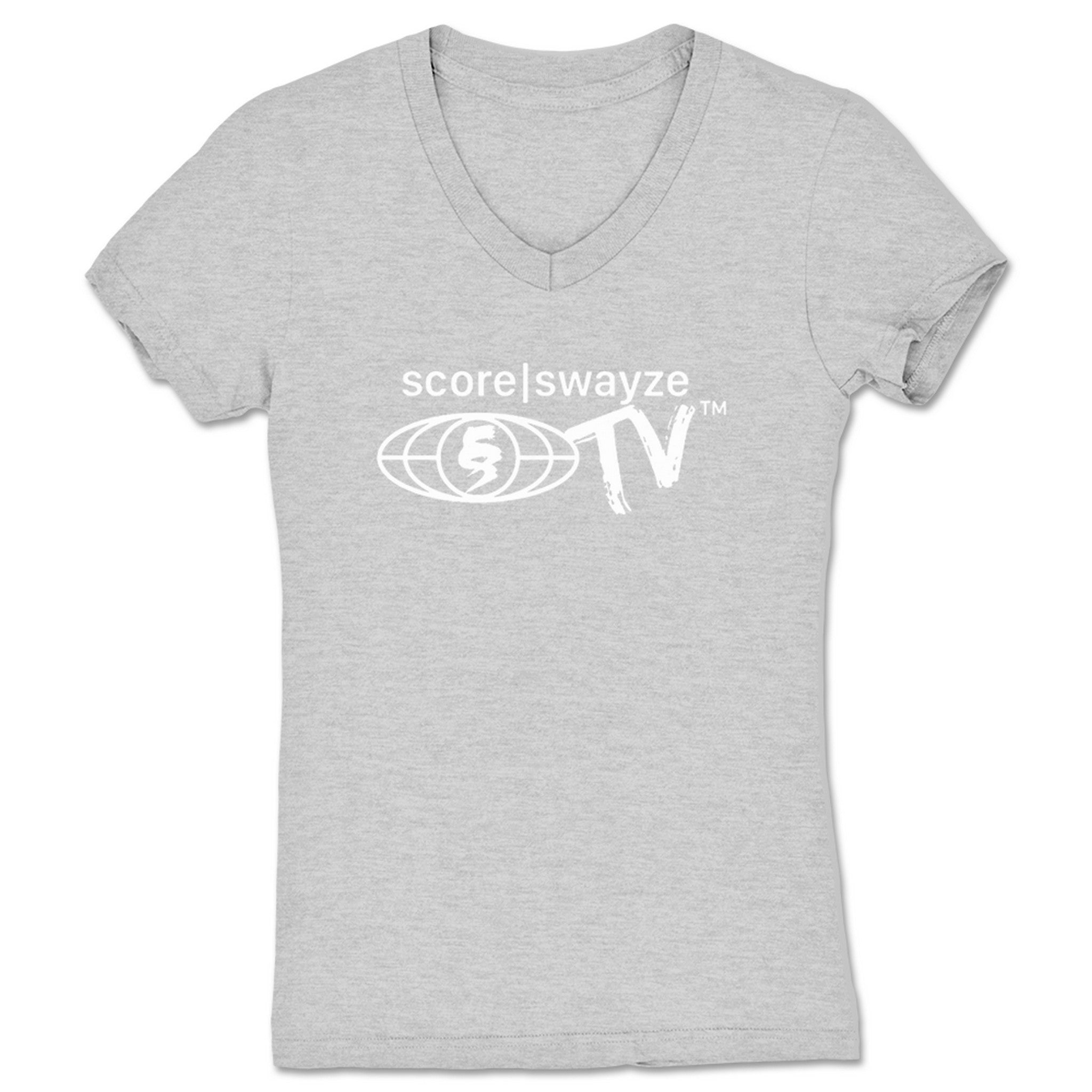 score|swayze score|swayzeTV Women's V-Neck Heather Grey