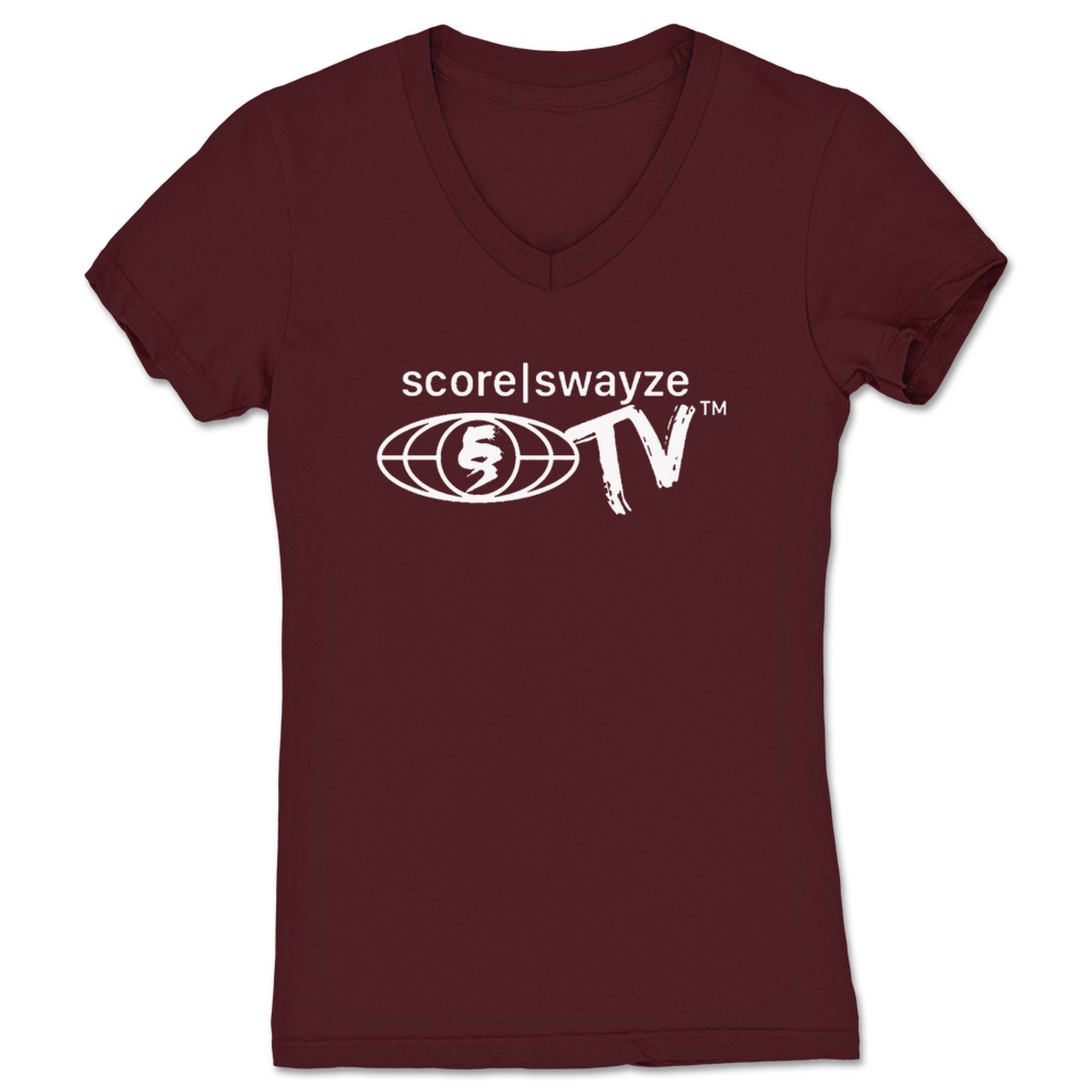 score|swayze score|swayzeTV Women's V-Neck Maroon