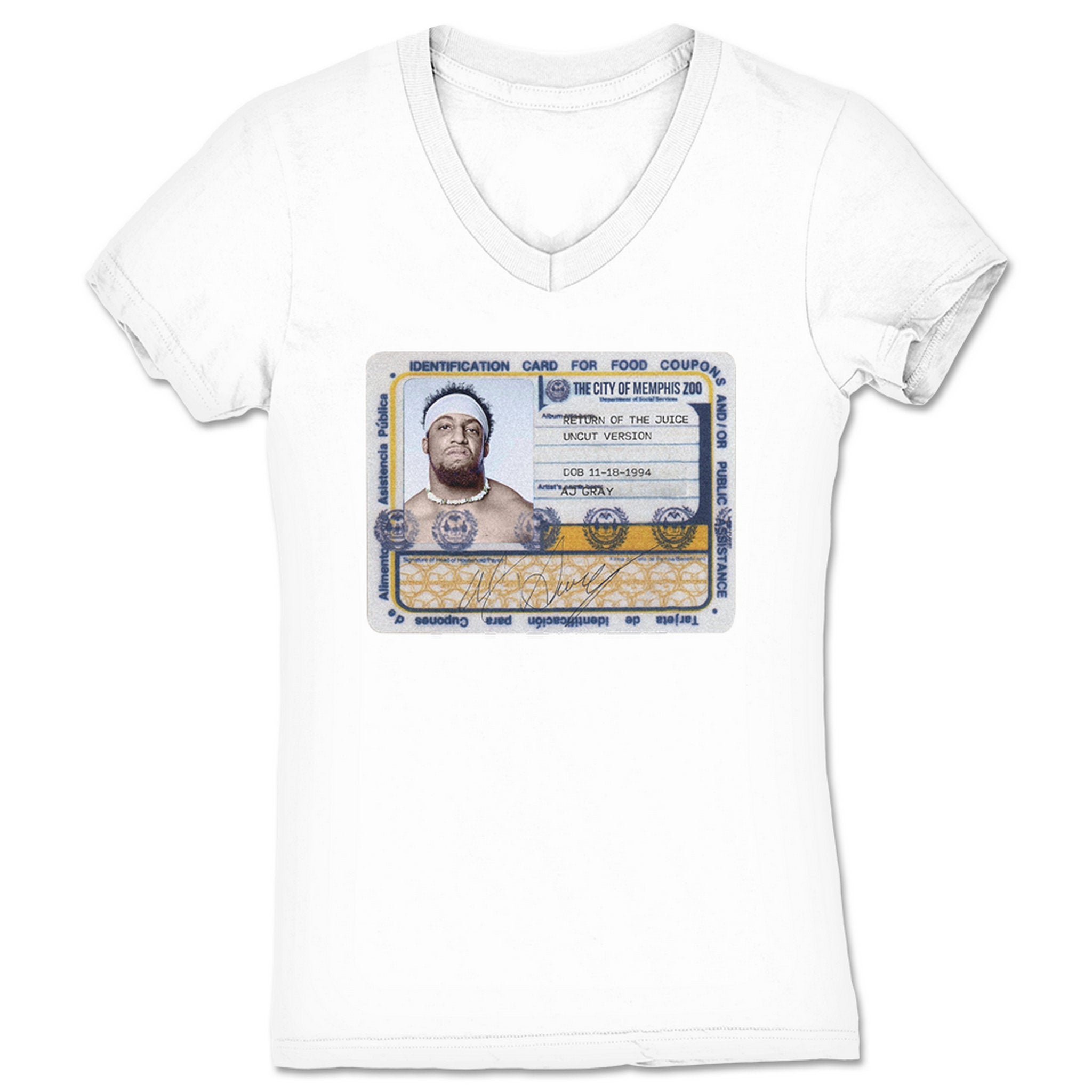 AJ Gray Return of the Juice Women's V-Neck White