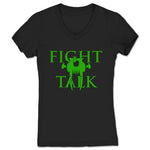 Fight Talk Podcast  Women's V-Neck Black (w/ Green Print)