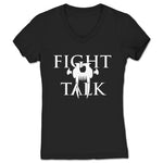Fight Talk Podcast  Women's V-Neck Black (w/ White Print)