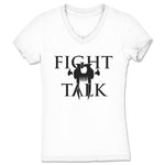 Fight Talk Podcast  Women's V-Neck White (w/ Black Print)
