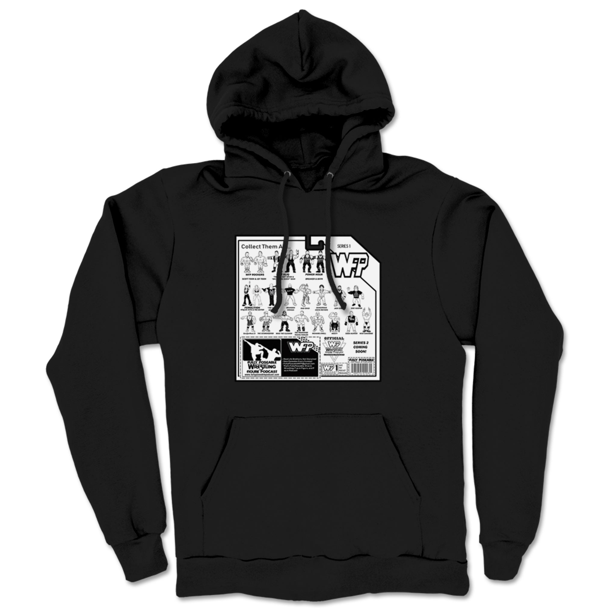 FullyPoseable Wrestling Figure Podcast Listener Card Back Series 1 Midweight Pullover Hoodie Black
