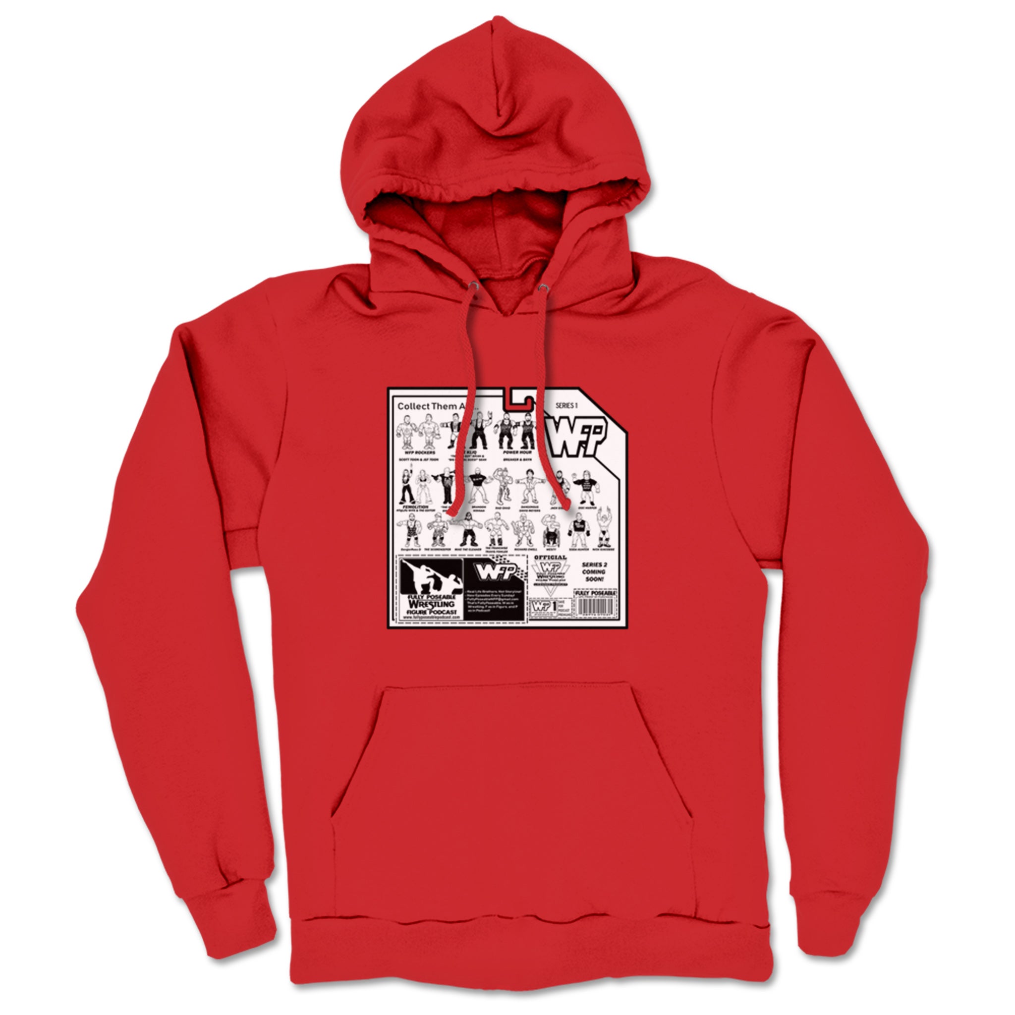 FullyPoseable Wrestling Figure Podcast Listener Card Back Series 1 Midweight Pullover Hoodie Red