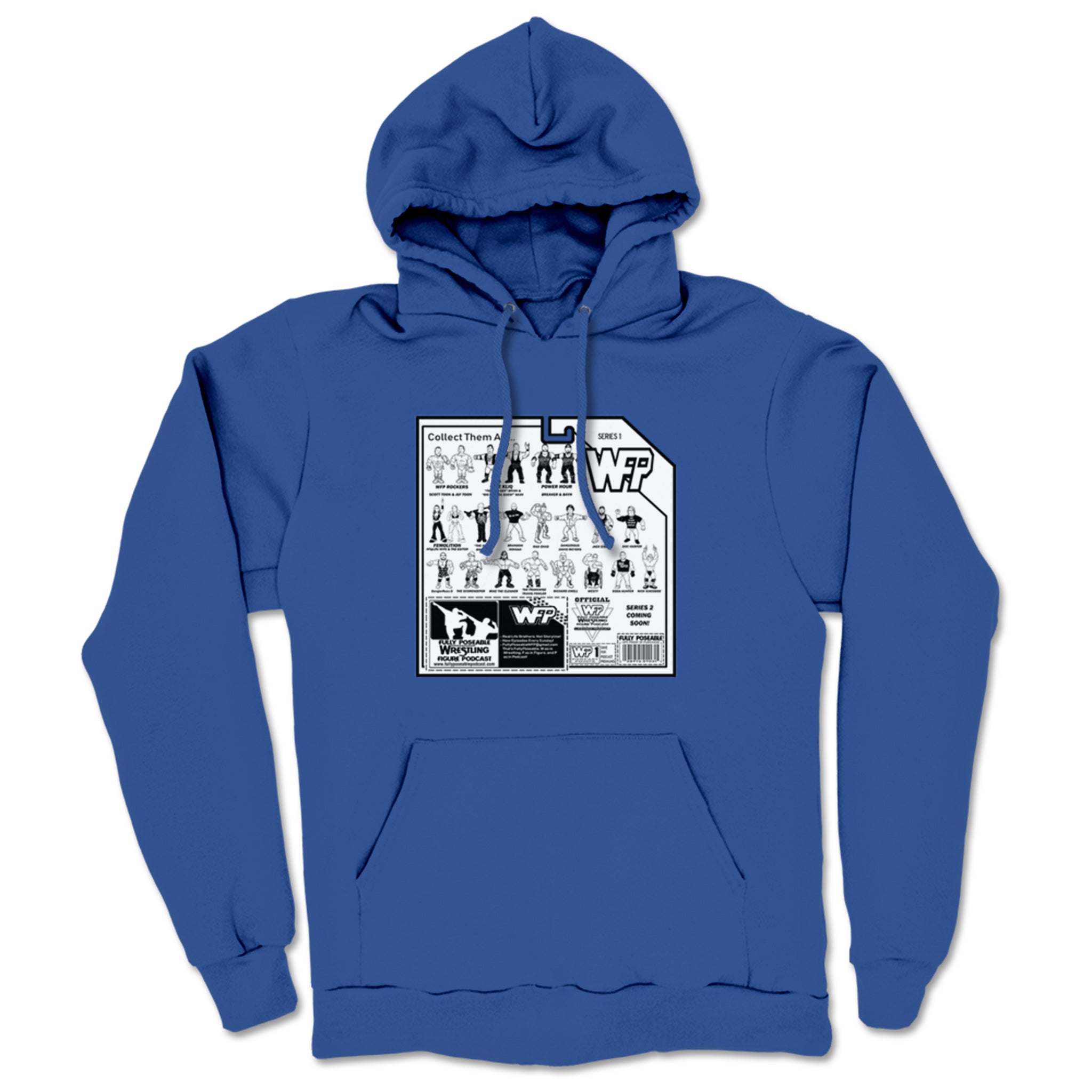 FullyPoseable Wrestling Figure Podcast Listener Card Back Series 1 Midweight Pullover Hoodie Royal Blue