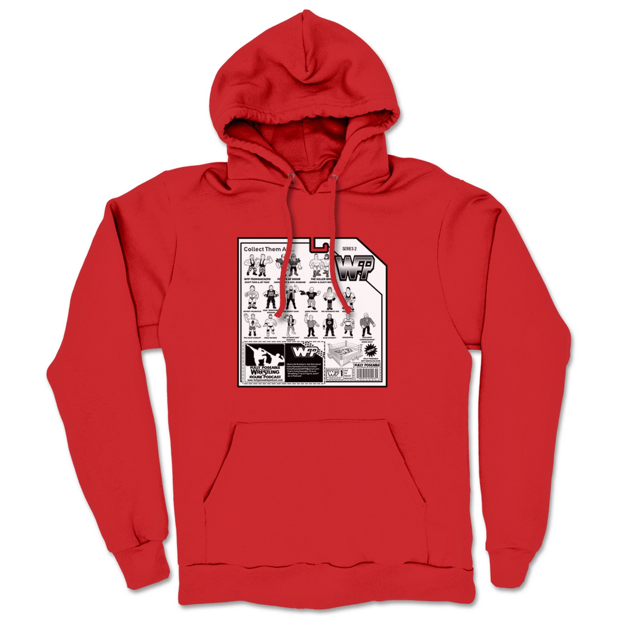 FullyPoseable Wrestling Figure Podcast Listener Card Back Series 2 Midweight Pullover Hoodie Red