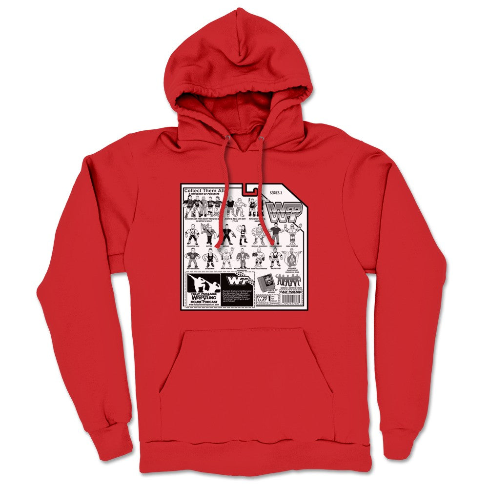 FullyPoseable Wrestling Figure Podcast Listener Card Back Series 3 Midweight Pullover Hoodie Red